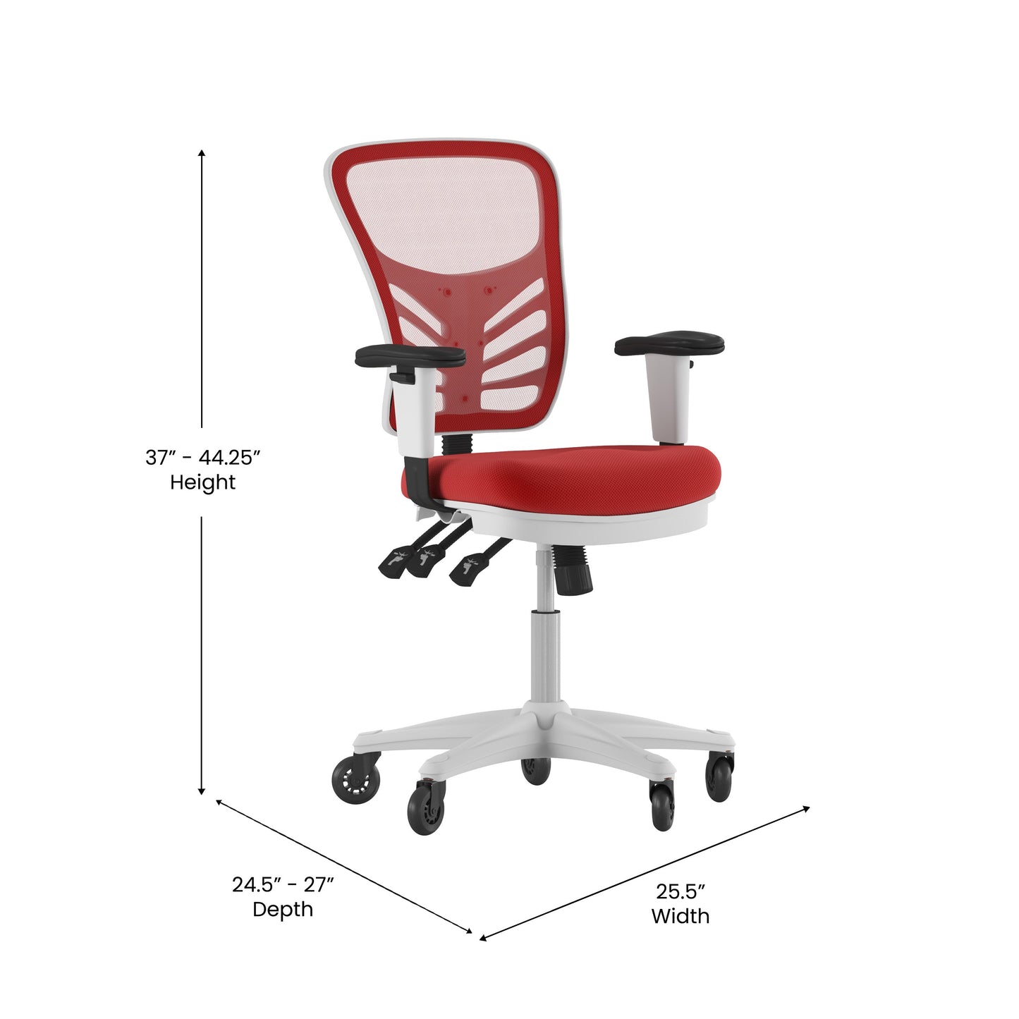 Office Chair with Roller Wheels and Mesh Design - Multiple Colors Available