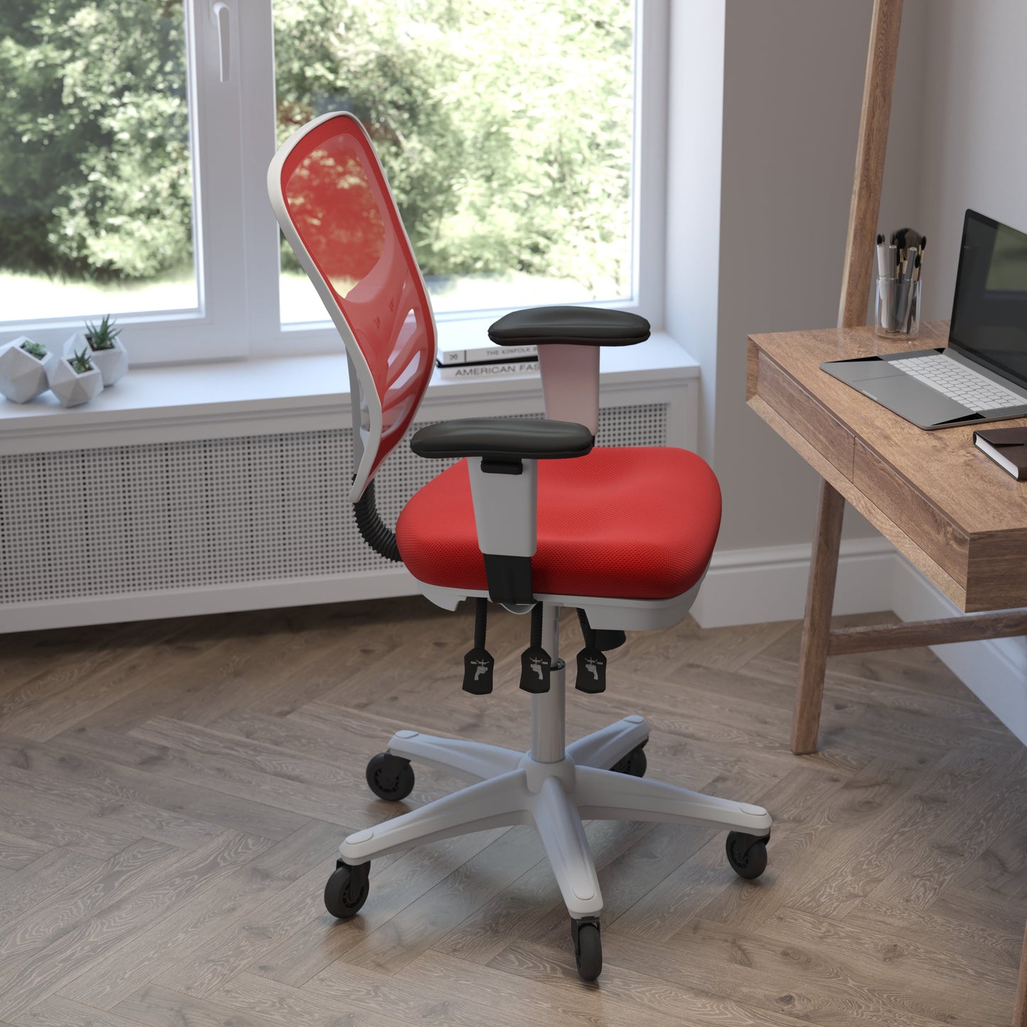 Office Chair with Roller Wheels and Mesh Design - Multiple Colors Available