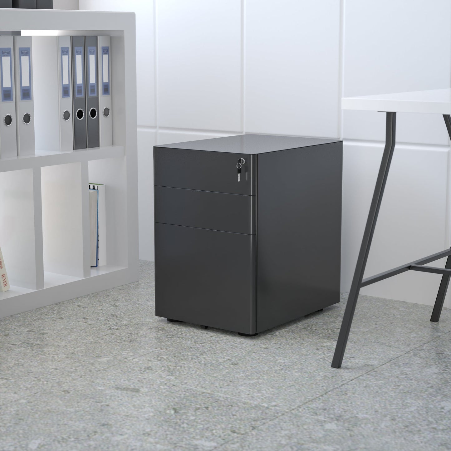 3-Drawer Filing Cabinet-Black HZ-CHPL-01-BK-GG