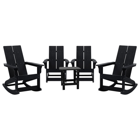 4PK Black Rockers & Side Table JJ-C14709-4-T14001-BK-GG
