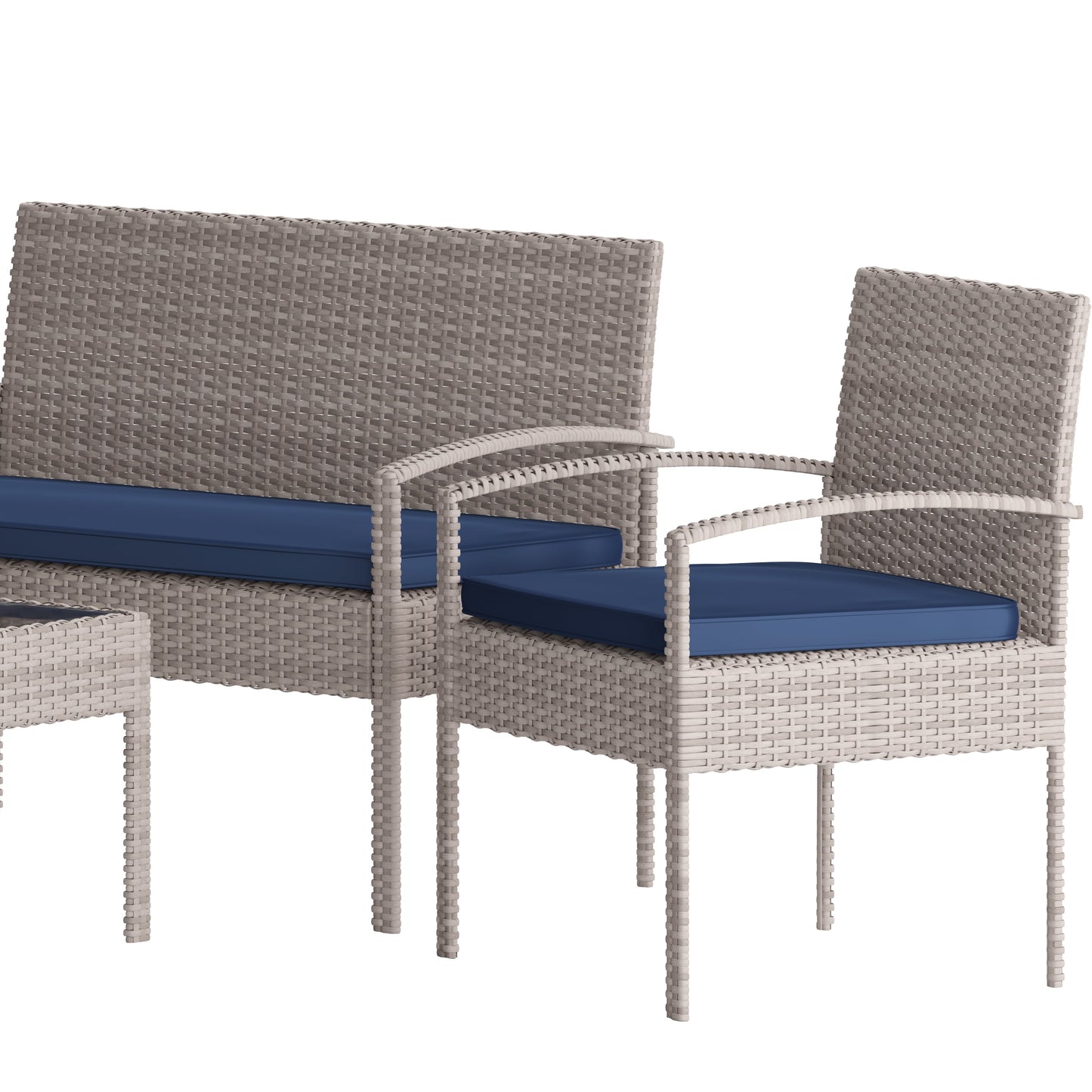 4PC Gray/Navy Patio Set JJ-S312-GYNV-GG