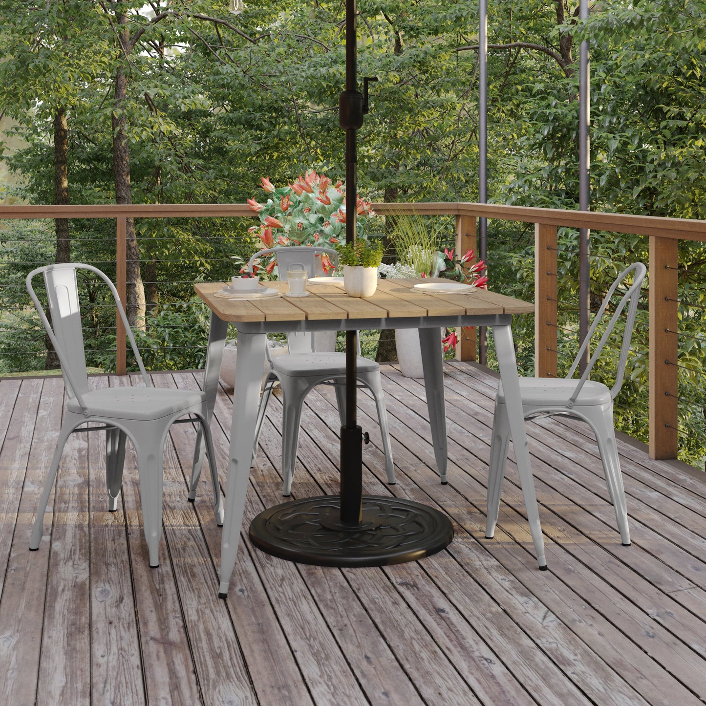 36" SQ BR/SIL Dining Table JJ-T14619-90-BRSL-GG