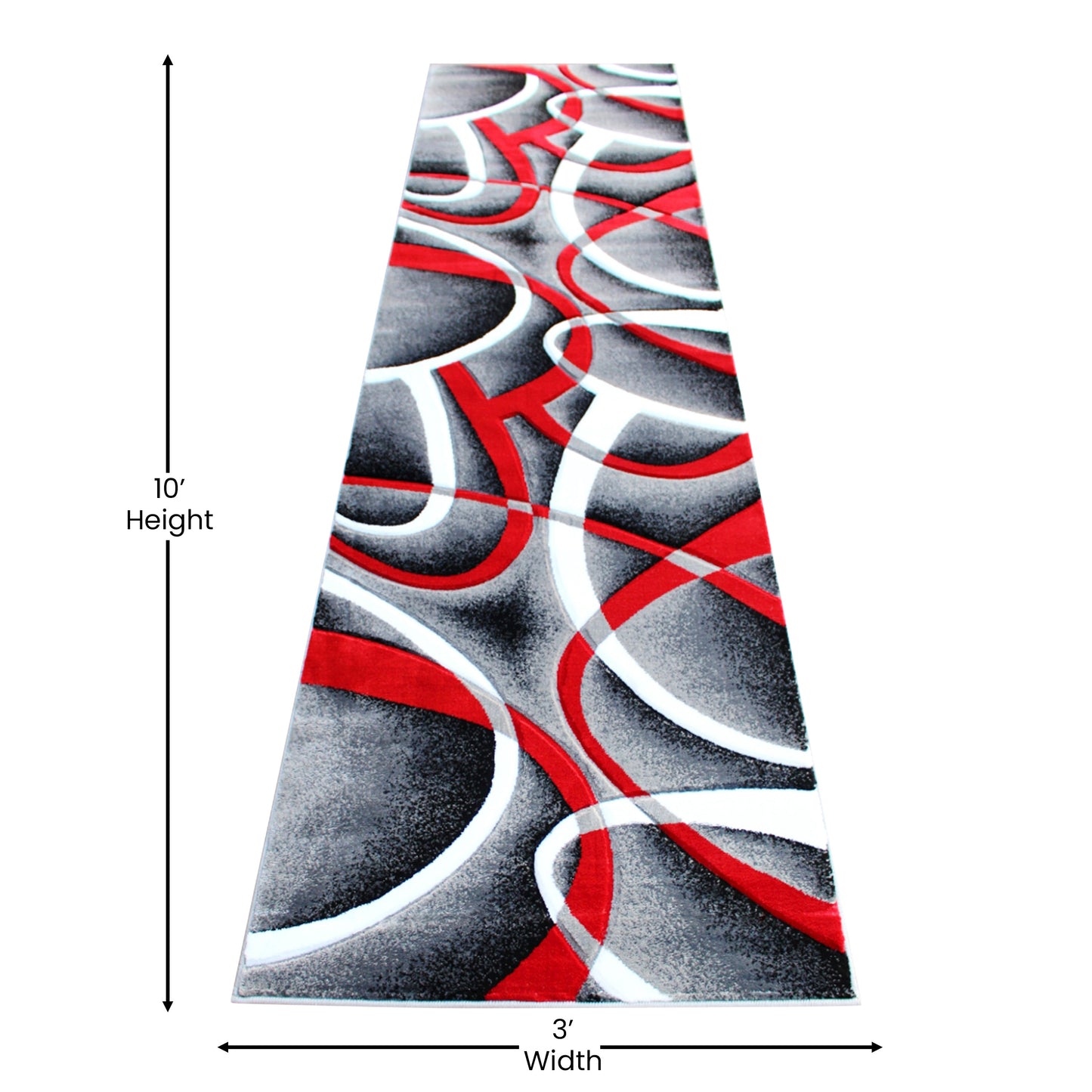 3x10 Red Abstract Rug KP-RG951-310-RD-GG