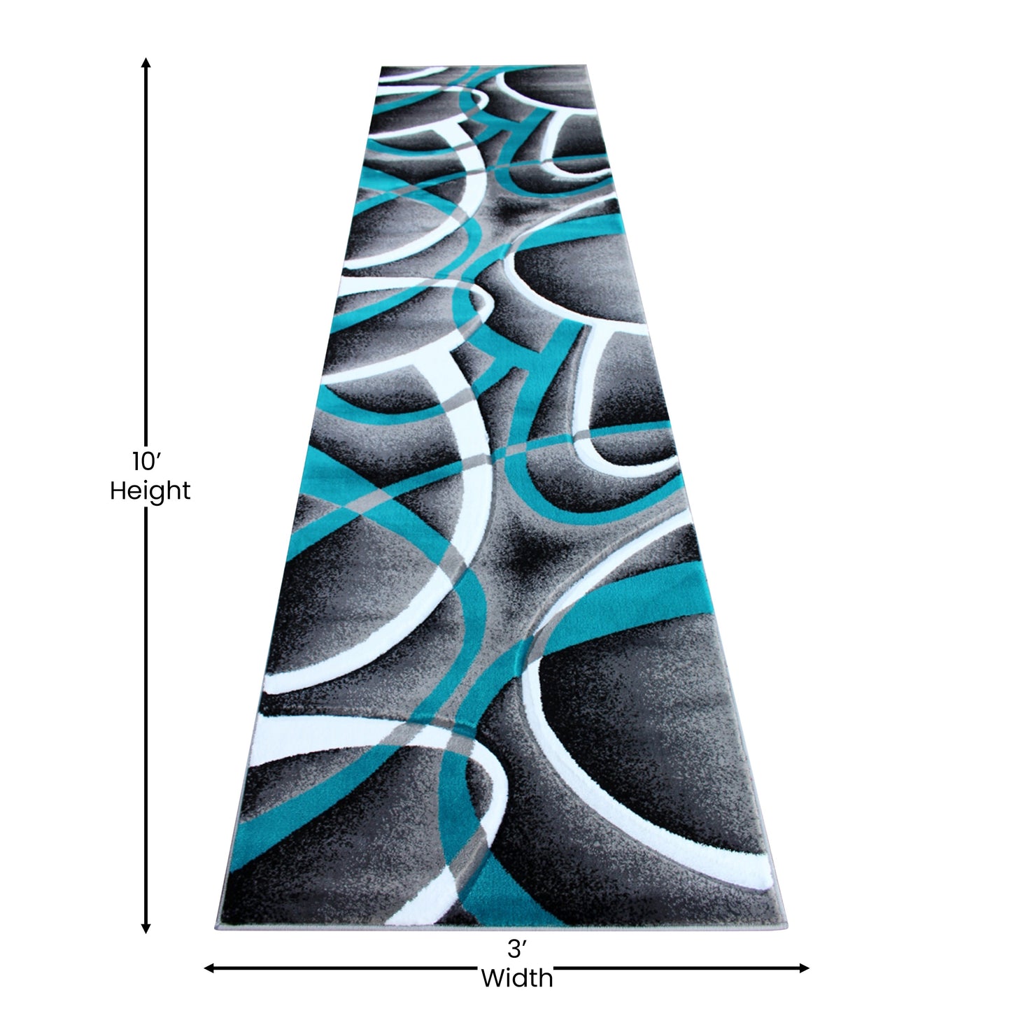 3x10 Turquoise Abstract Rug KP-RG951-310-TQ-GG