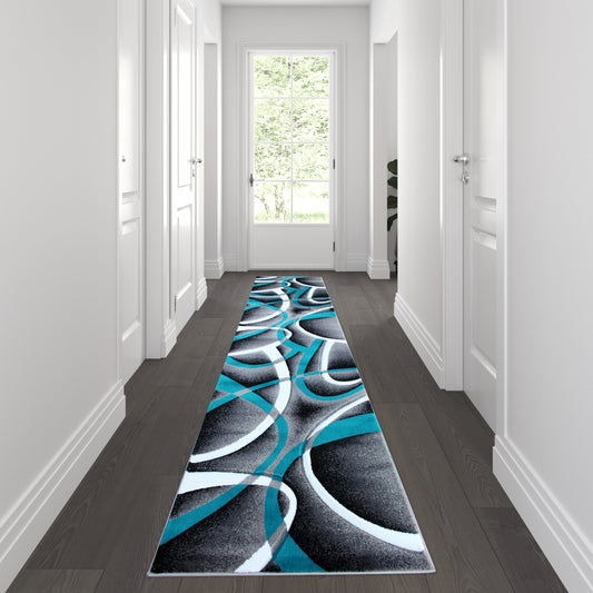 3x10 Turquoise Abstract Rug KP-RG951-310-TQ-GG