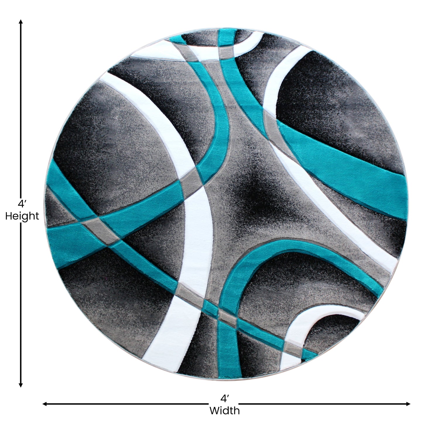 4x4 Turquoise Abstract Rug KP-RG951-44-TQ-GG