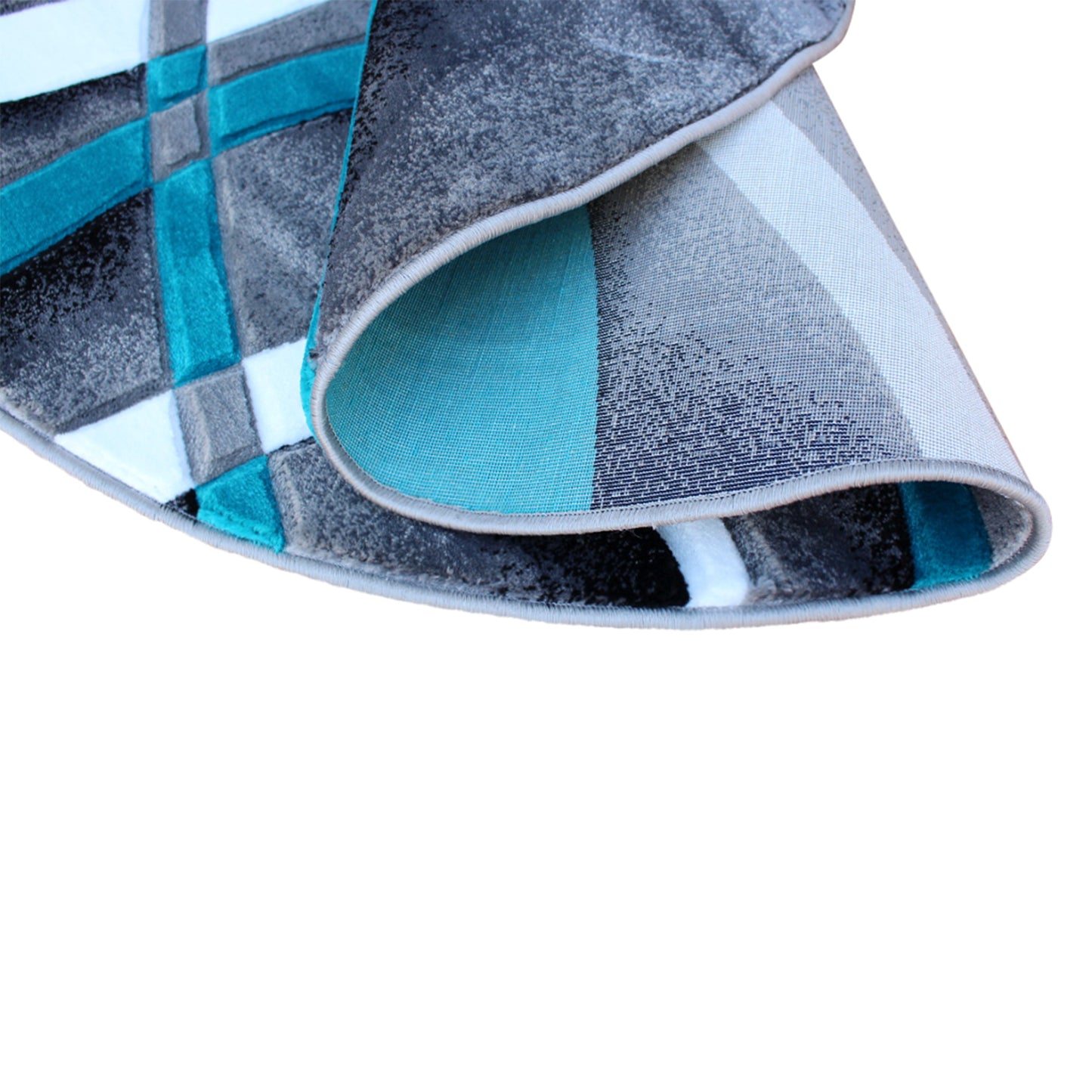 5x5 Turquoise Abstract Rug KP-RG951-55-TQ-GG