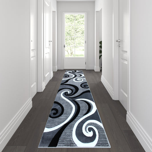 3x10 Gray Abstract Rug KP-RG952-310-GY-GG