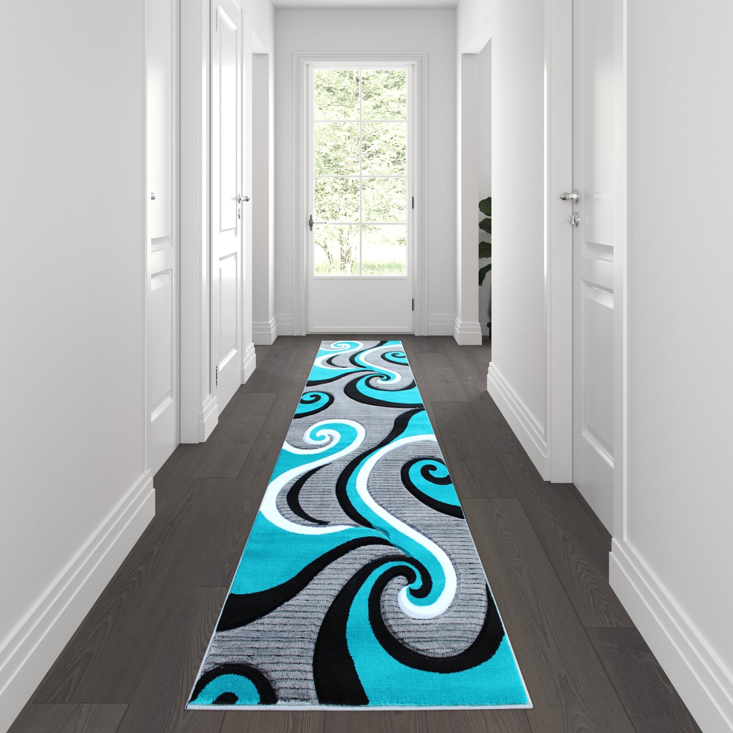 3x10 Turquoise Abstract Rug KP-RG952-310-TQ-GG