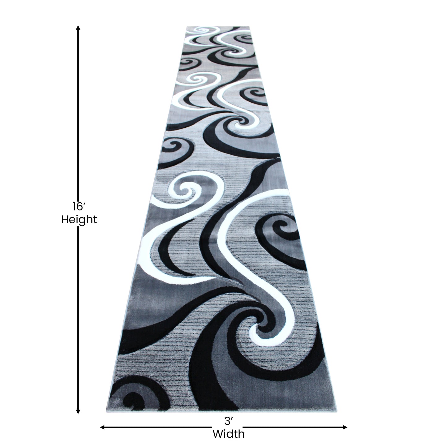 3x16 Gray Abstract Rug KP-RG952-316-GY-GG