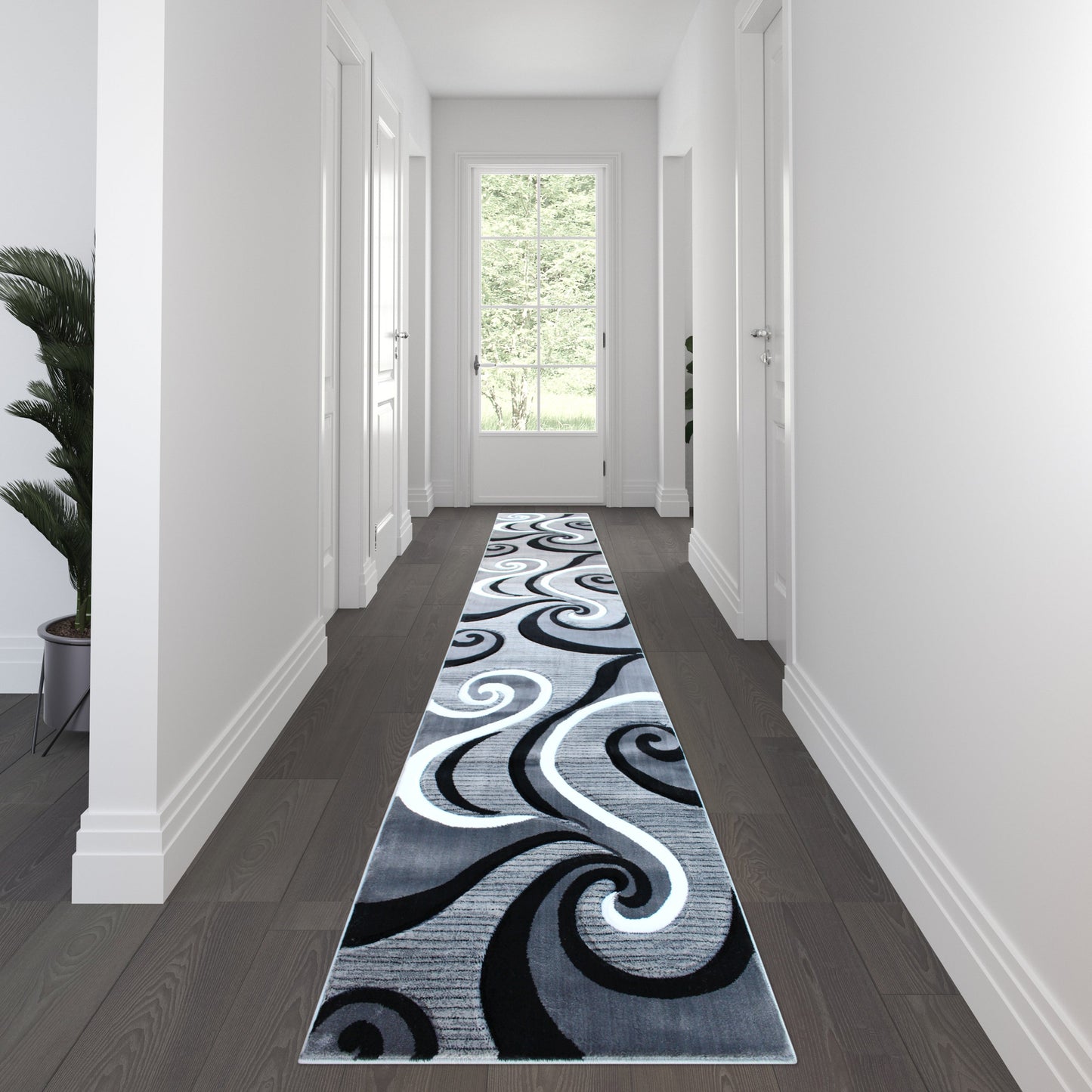 3x16 Gray Abstract Rug KP-RG952-316-GY-GG
