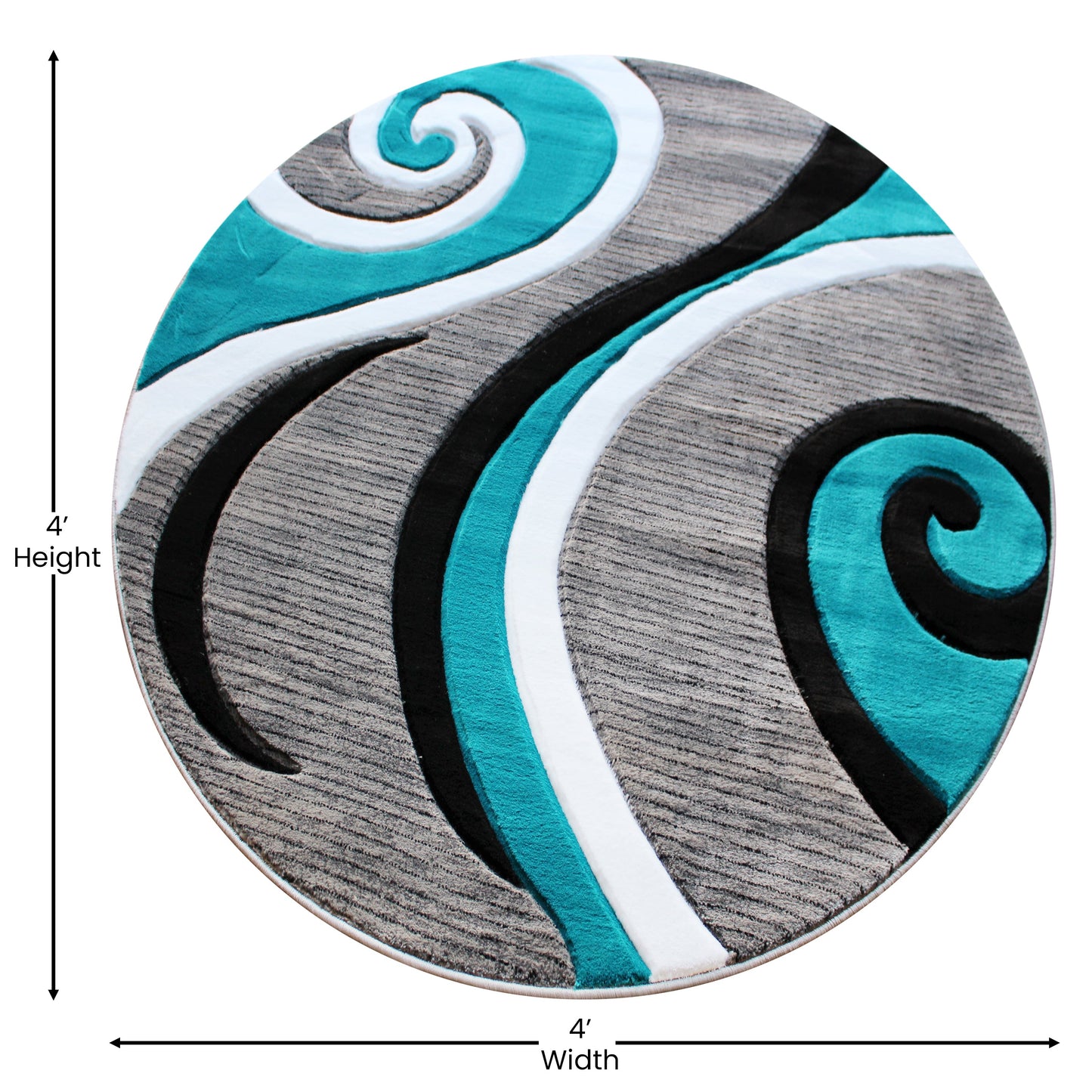 4x4 Turquoise Abstract Rug KP-RG952-44-TQ-GG