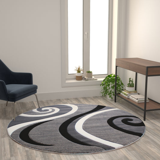 5x5 Gray Abstract Rug KP-RG952-55-GY-GG