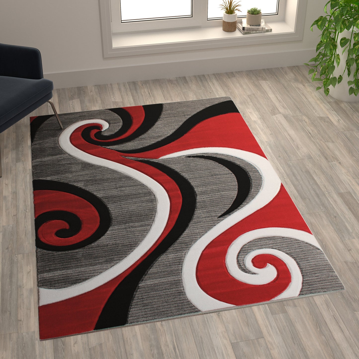 5x7 Red Abstract Rug KP-RG952-57-RD-GG