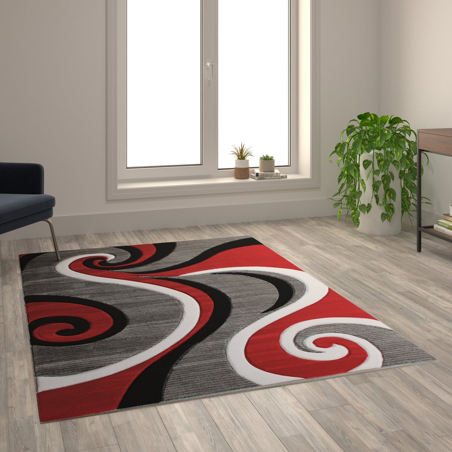 5x7 Red Abstract Rug KP-RG952-57-RD-GG