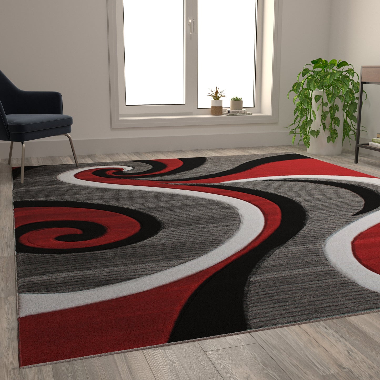 8x10 Red Abstract Rug KP-RG952-810-RD-GG