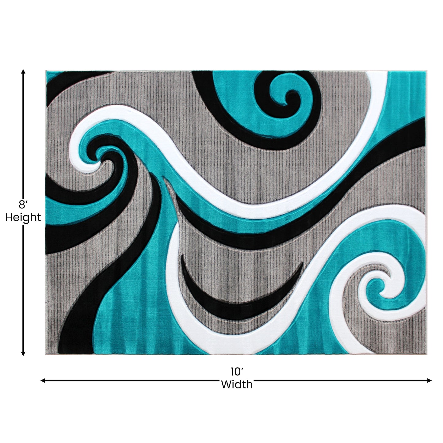 8x10 Turquoise Abstract Rug KP-RG952-810-TQ-GG
