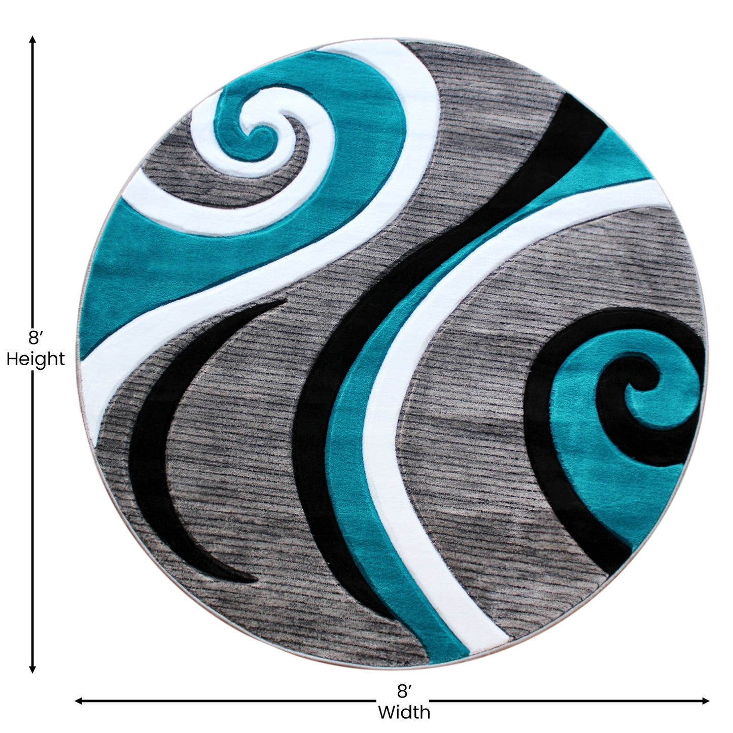 8x8 Turquoise Abstract Rug KP-RG952-88-TQ-GG