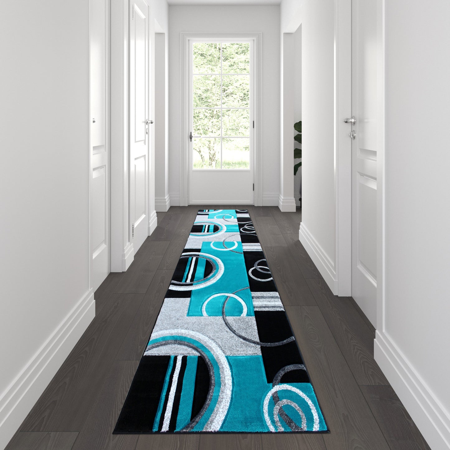 3x10 Turquoise Geometric Rug KP-RG953-310-TQ-GG