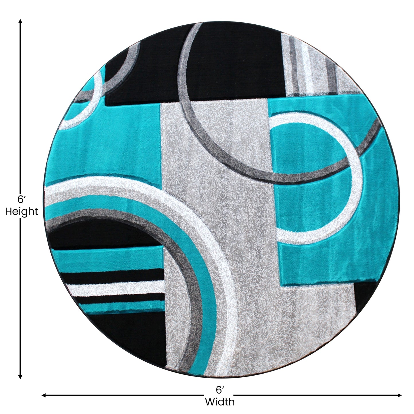 5x5 Turquoise Geometric Rug KP-RG953-55-TQ-GG