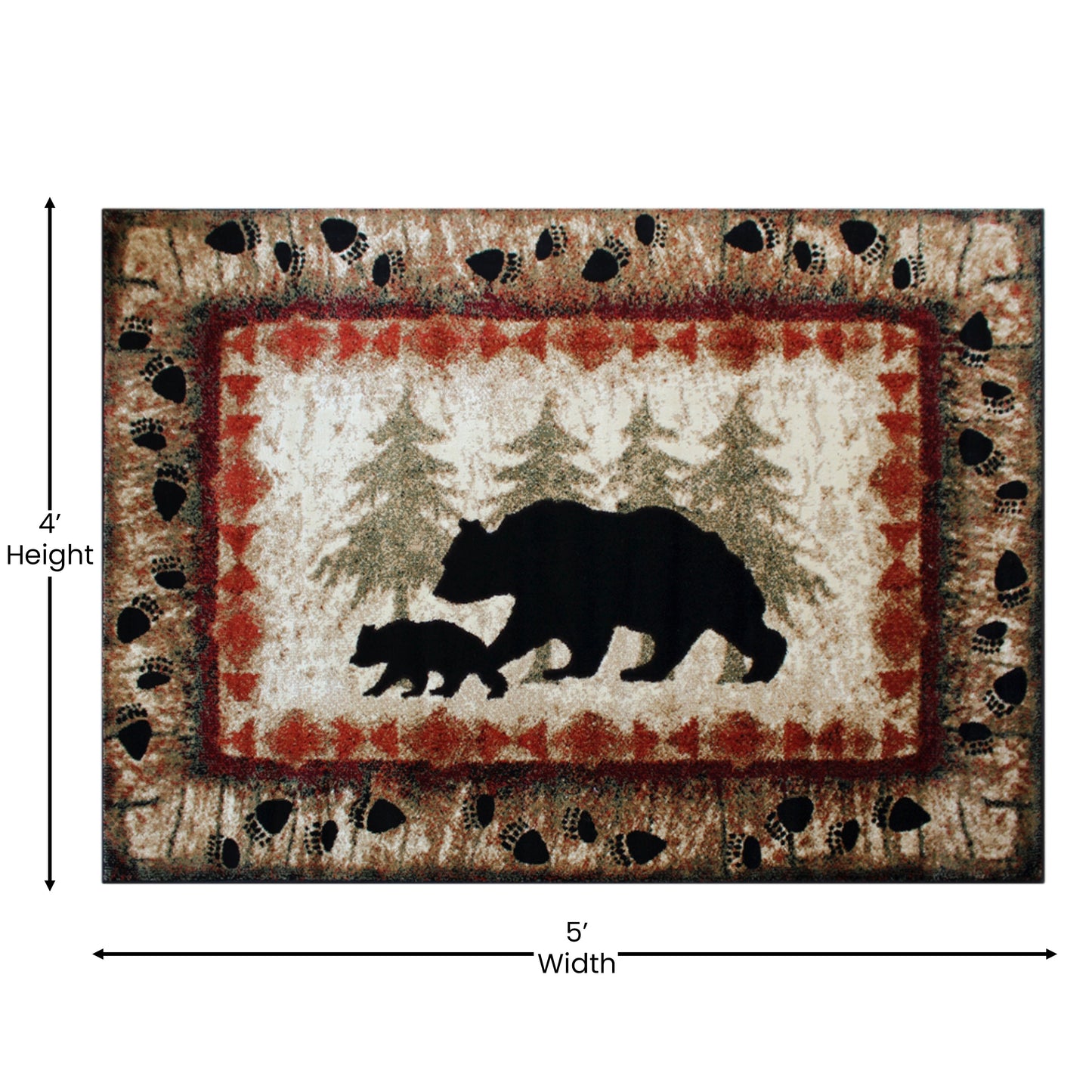 4' x 5' Bear and Cub Area Rug KP-RGB3940-45-BN-GG