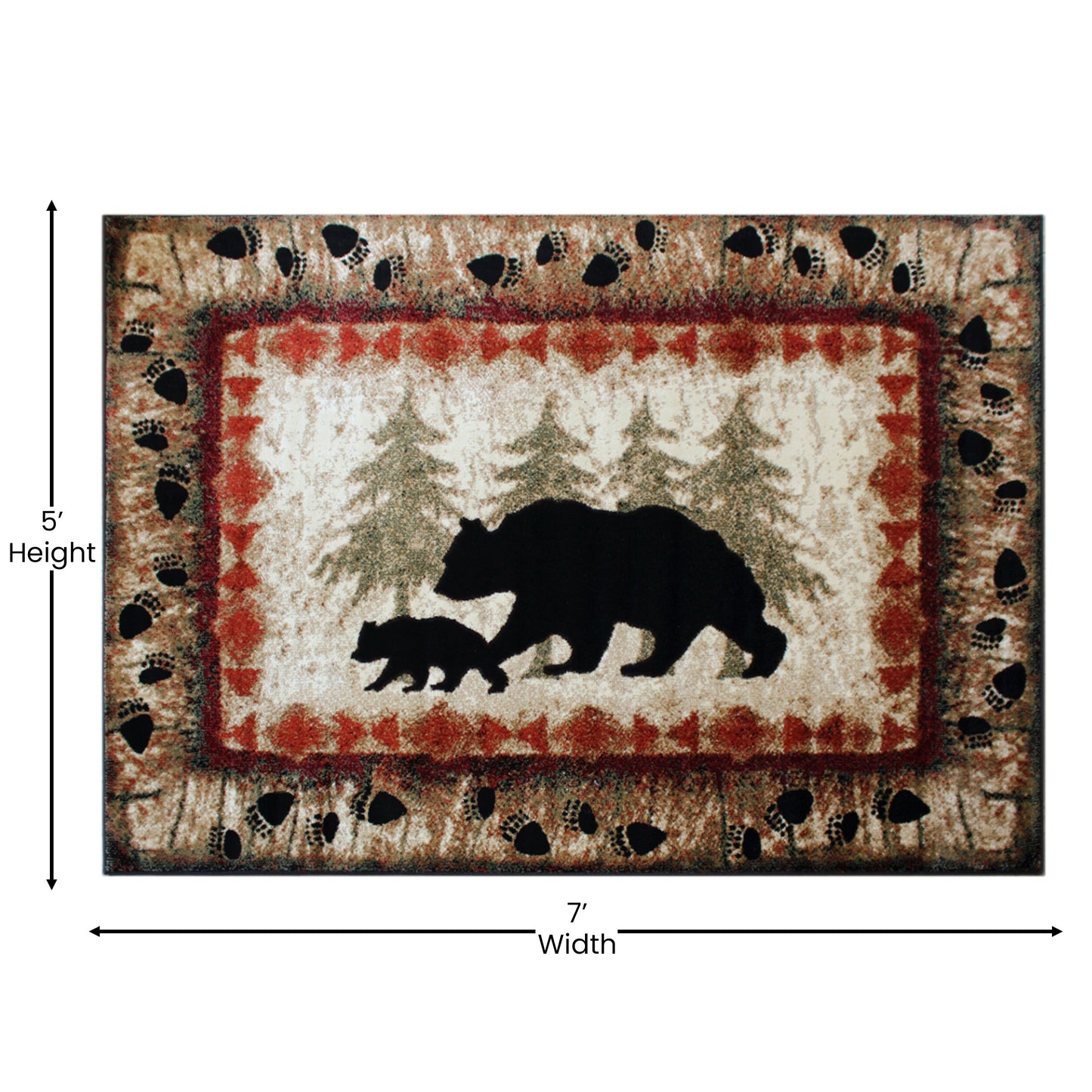 5' x 7' Bear and Cub Area Rug KP-RGB3940-57-BN-GG