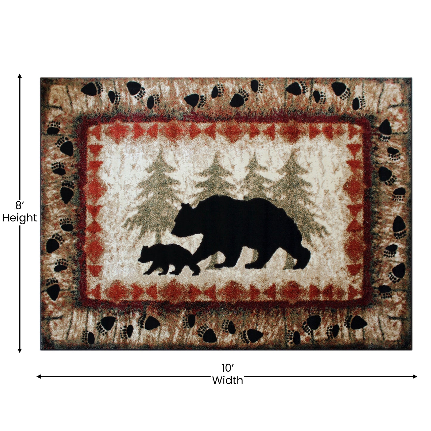 8' x 10' Bear and Cub Area Rug KP-RGB3940-810-BN-GG
