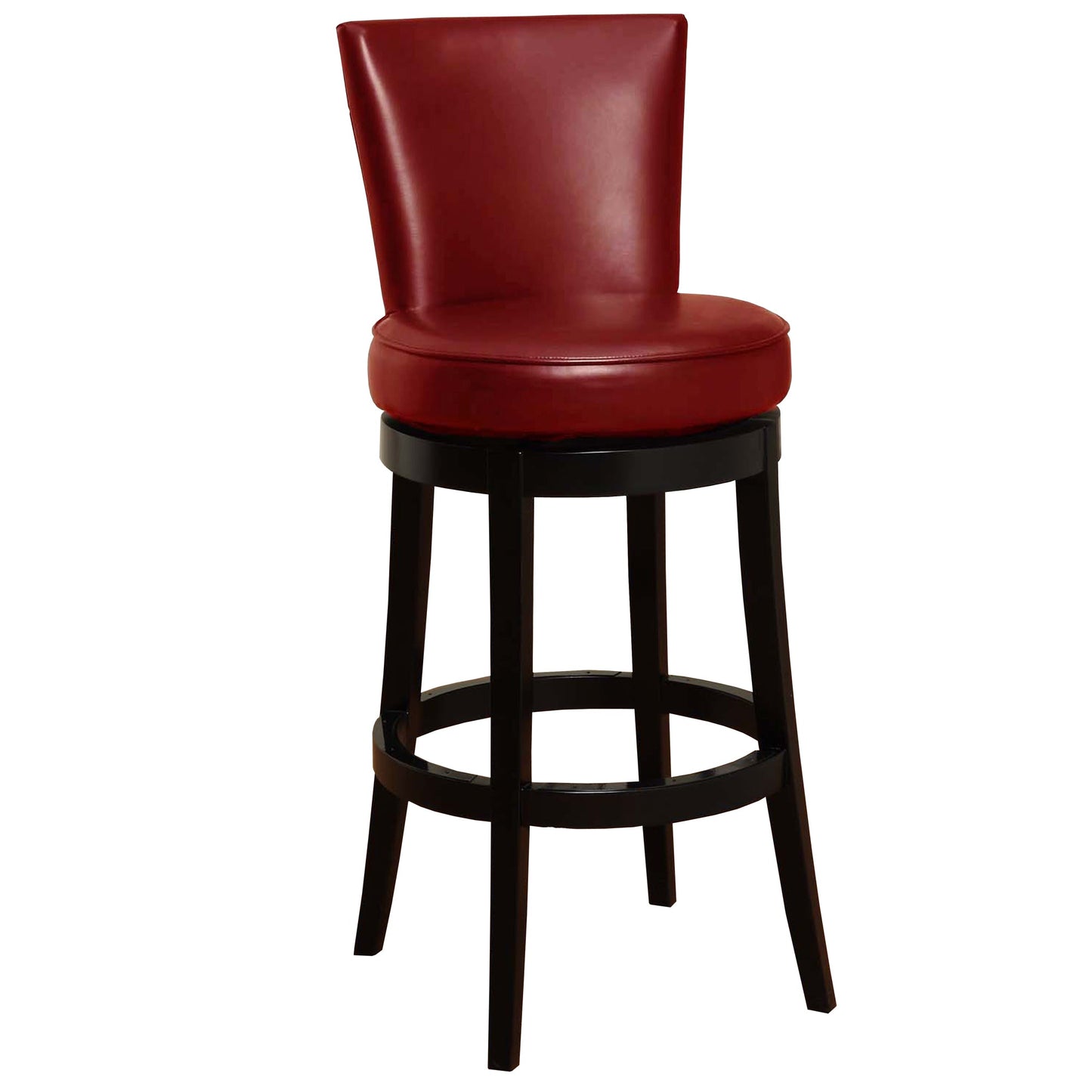 Boston Swivel Faux Leather and Black Wood Bar Stool, Counter and Bar Height