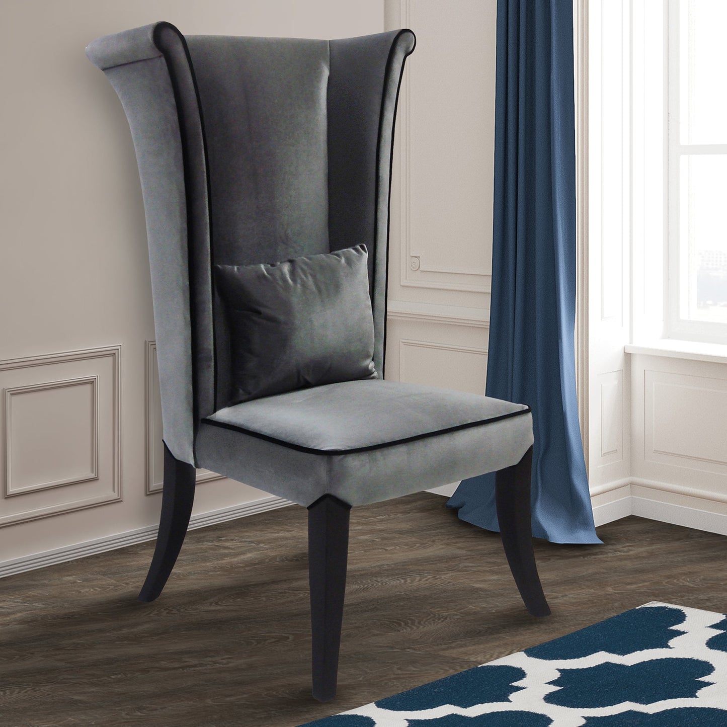 Mad Hatter Dining Chair In Gray Rich Velvet