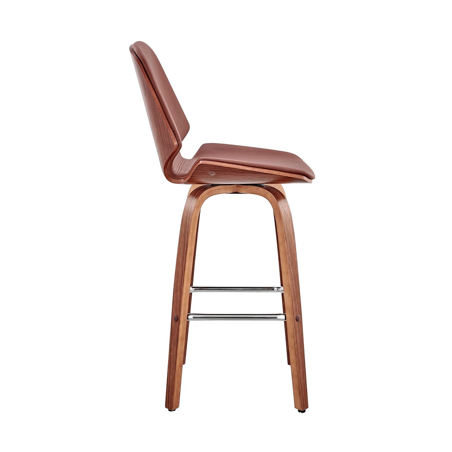 Arabela 26" Faux Leather and Wood Swivel Bar Stool