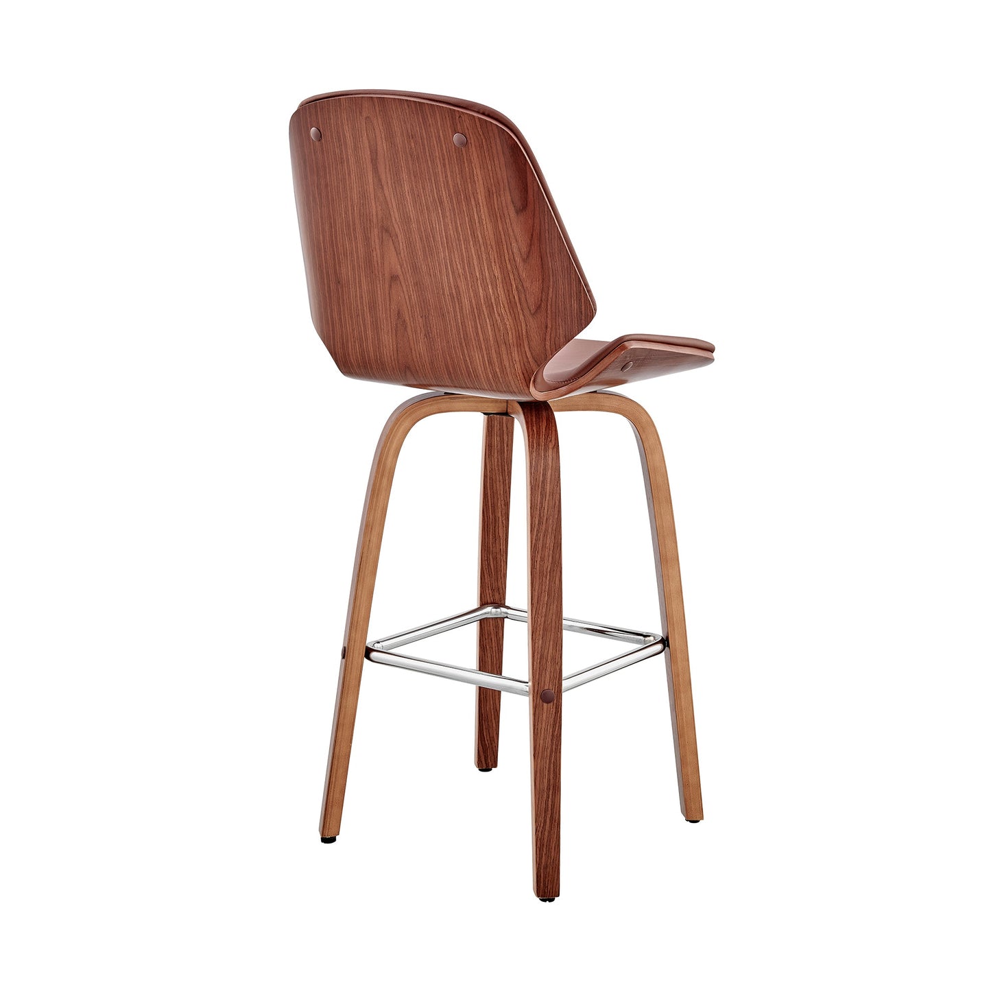 Arabela 26" Faux Leather and Wood Swivel Bar Stool