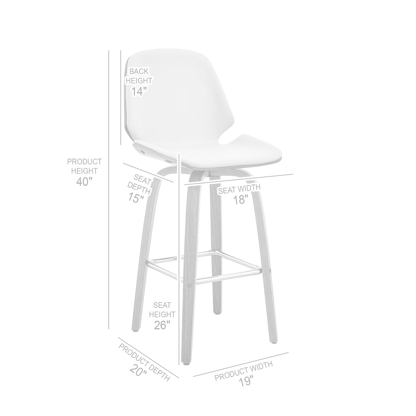 Arabela 26" Faux Leather and Wood Swivel Bar Stool