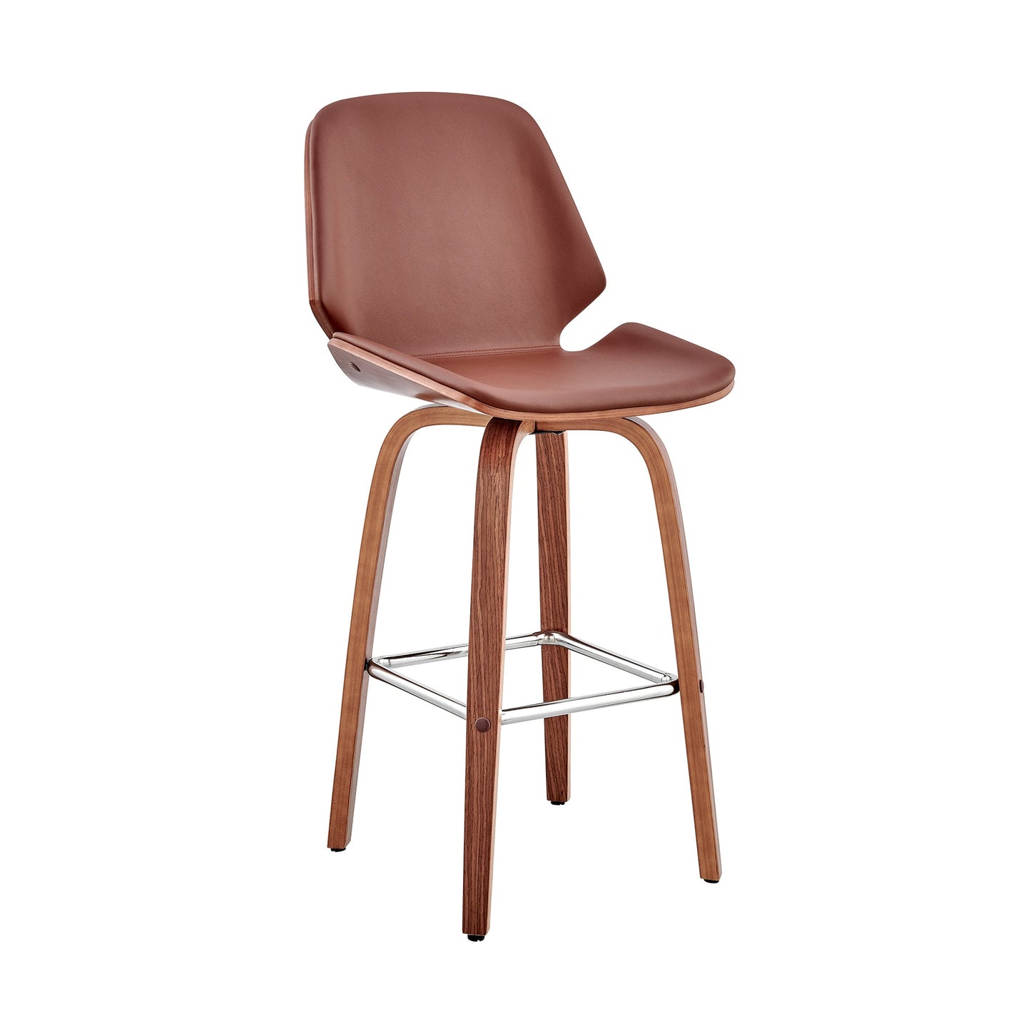 Arabela 26" Faux Leather and Wood Swivel Bar Stool