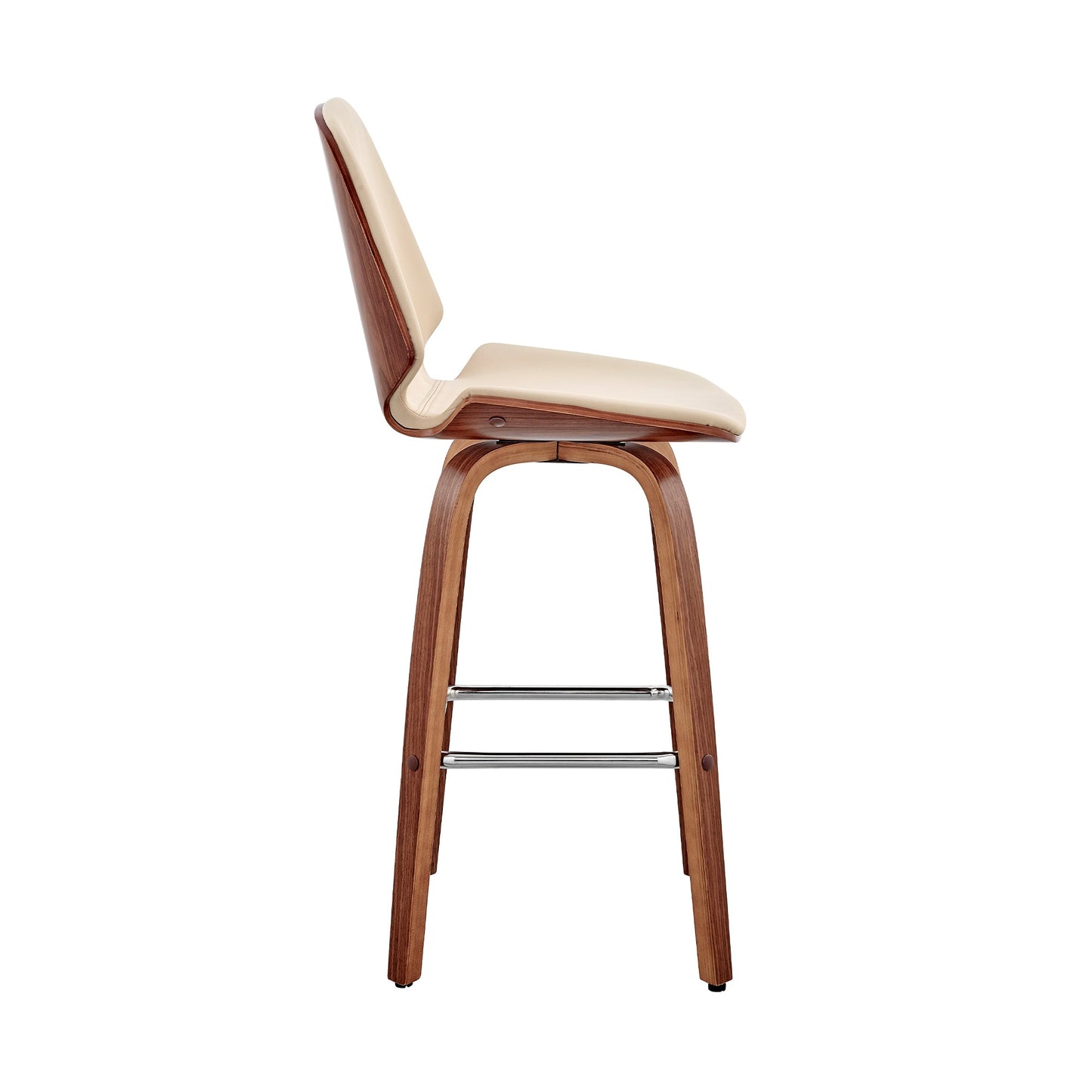 Arabela 26" Faux Leather and Wood Swivel Bar Stool