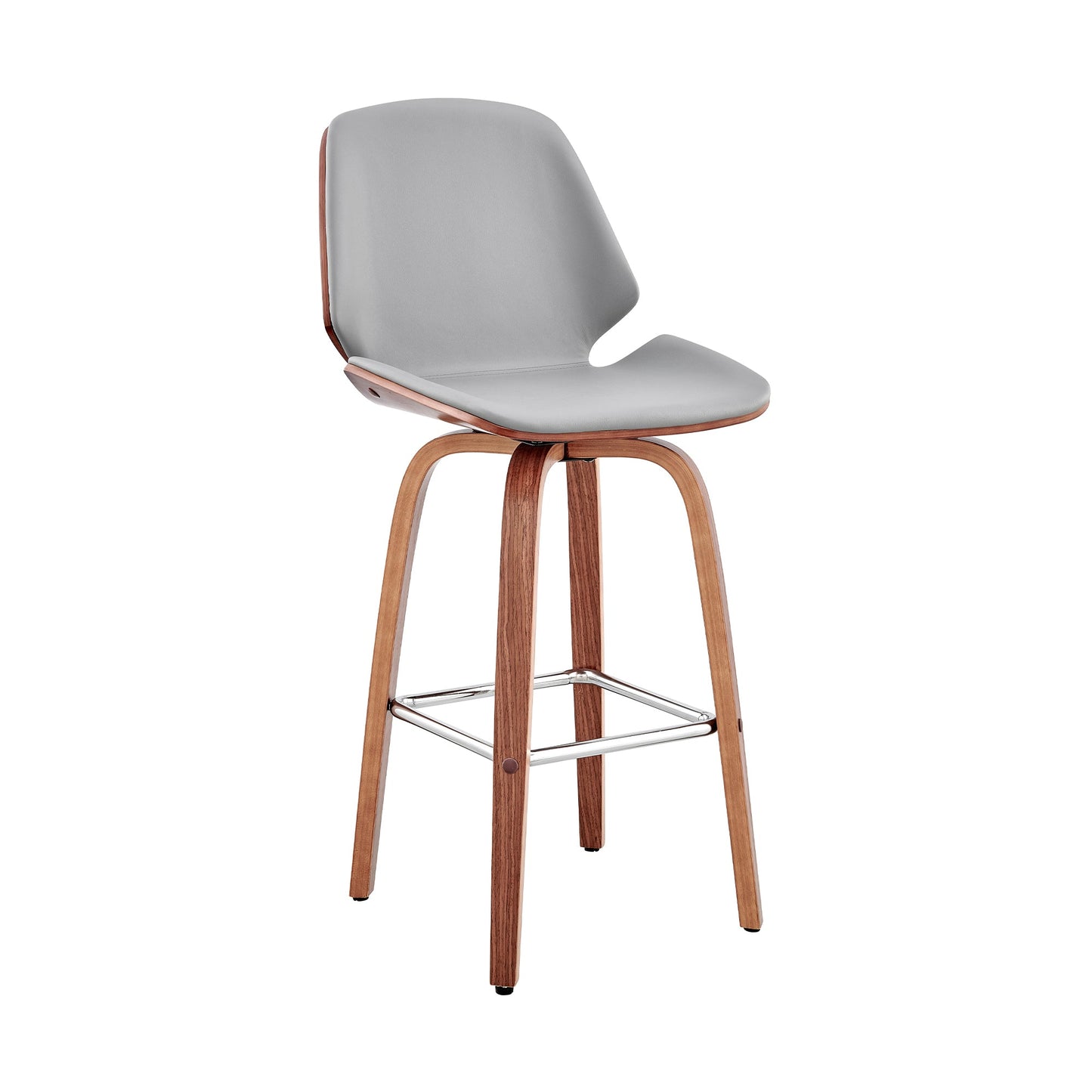 Arabela 26" Faux Leather and Wood Swivel Bar Stool