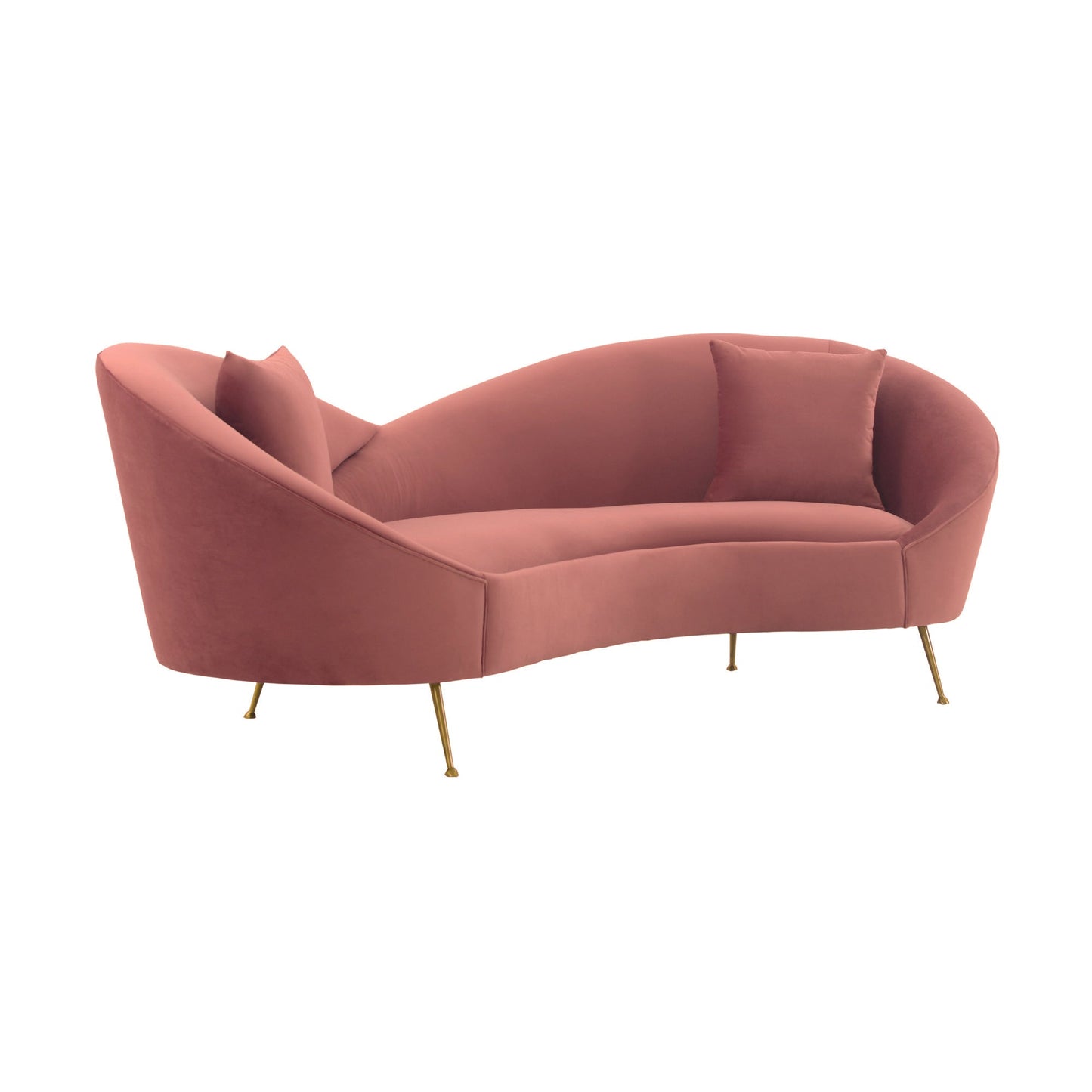 Anabella Blush Fabric Upholstered Sofa with Brushed Gold Legs