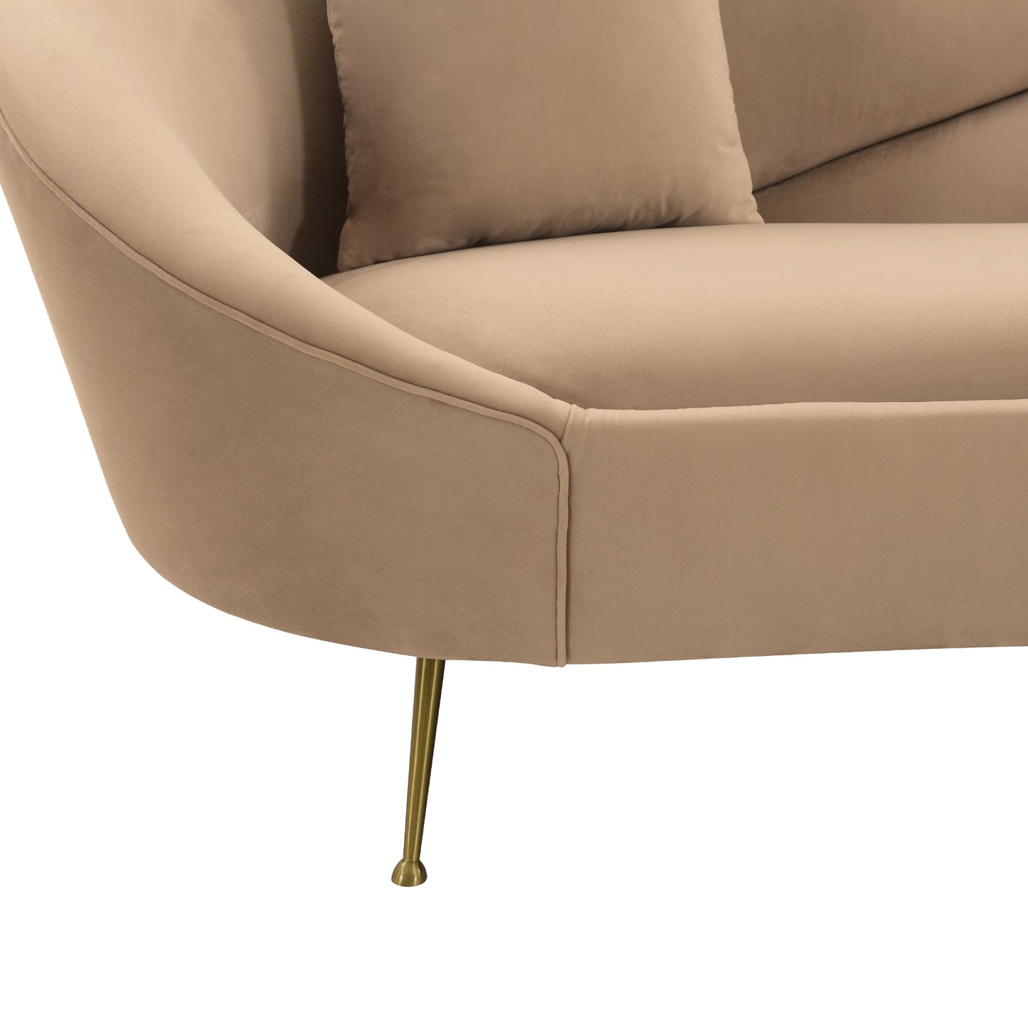 Anabella Natural Fabric Upholstered Sofa with Brushed Gold Legs