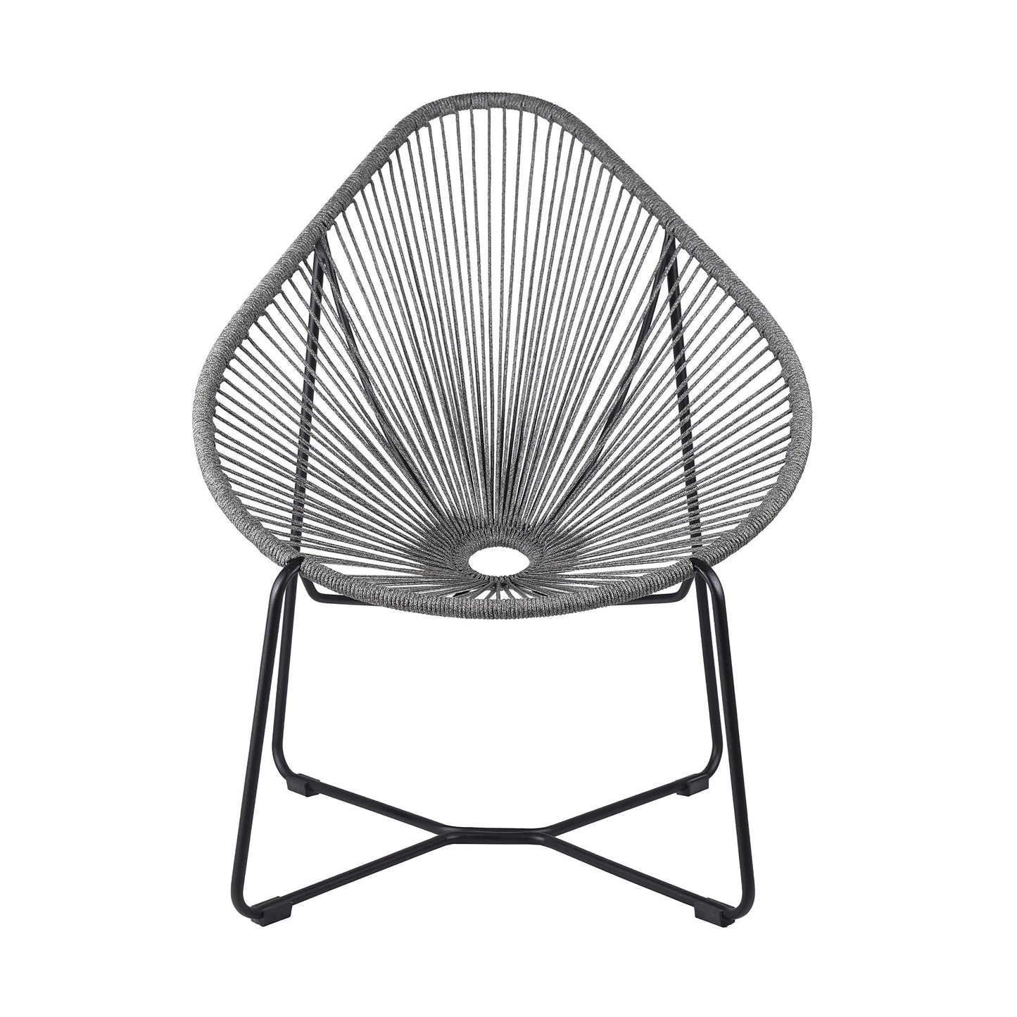 Acapulco Indoor Outdoor Steel Papasan Lounge Chair with Gray Rope