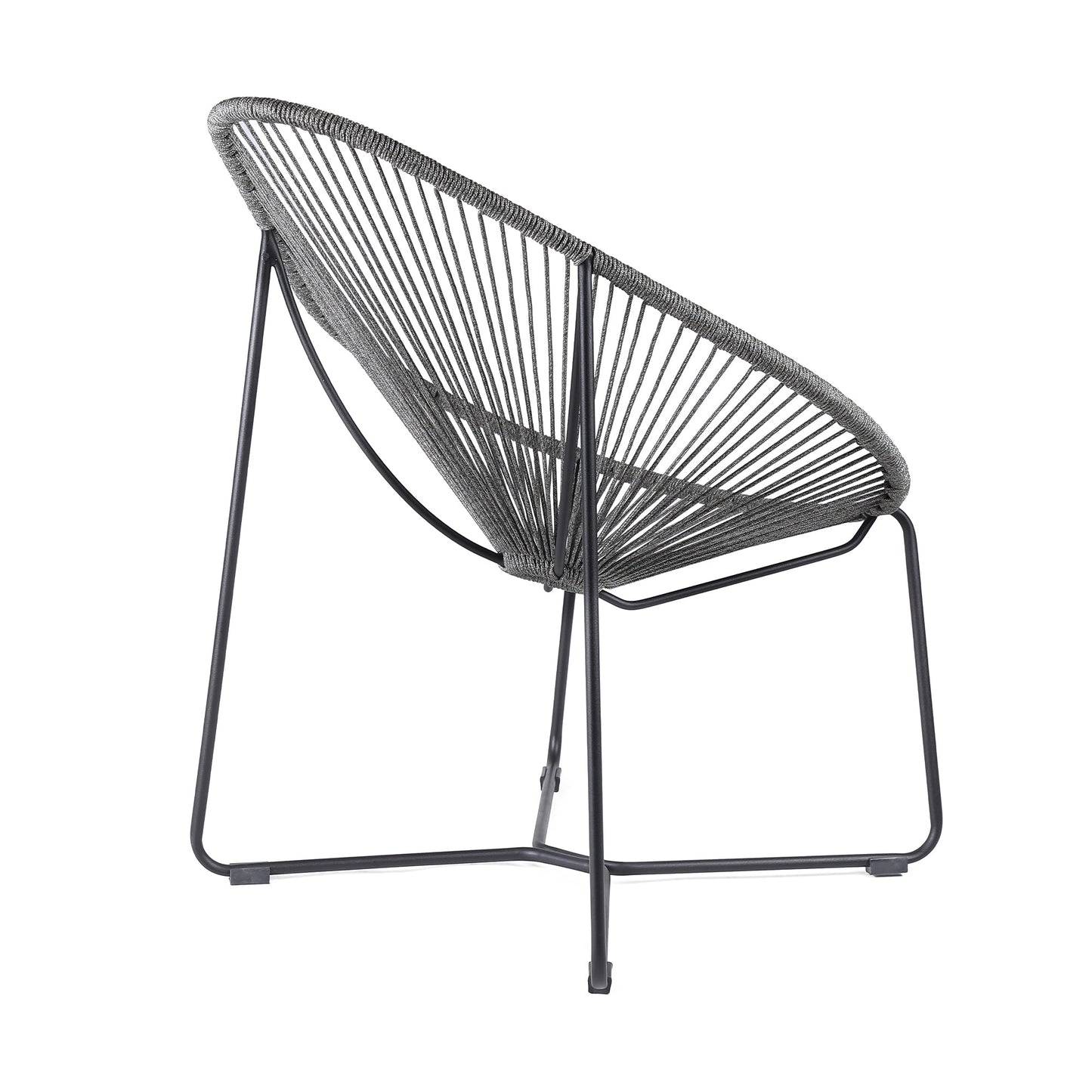 Acapulco Indoor Outdoor Steel Papasan Lounge Chair with Gray Rope