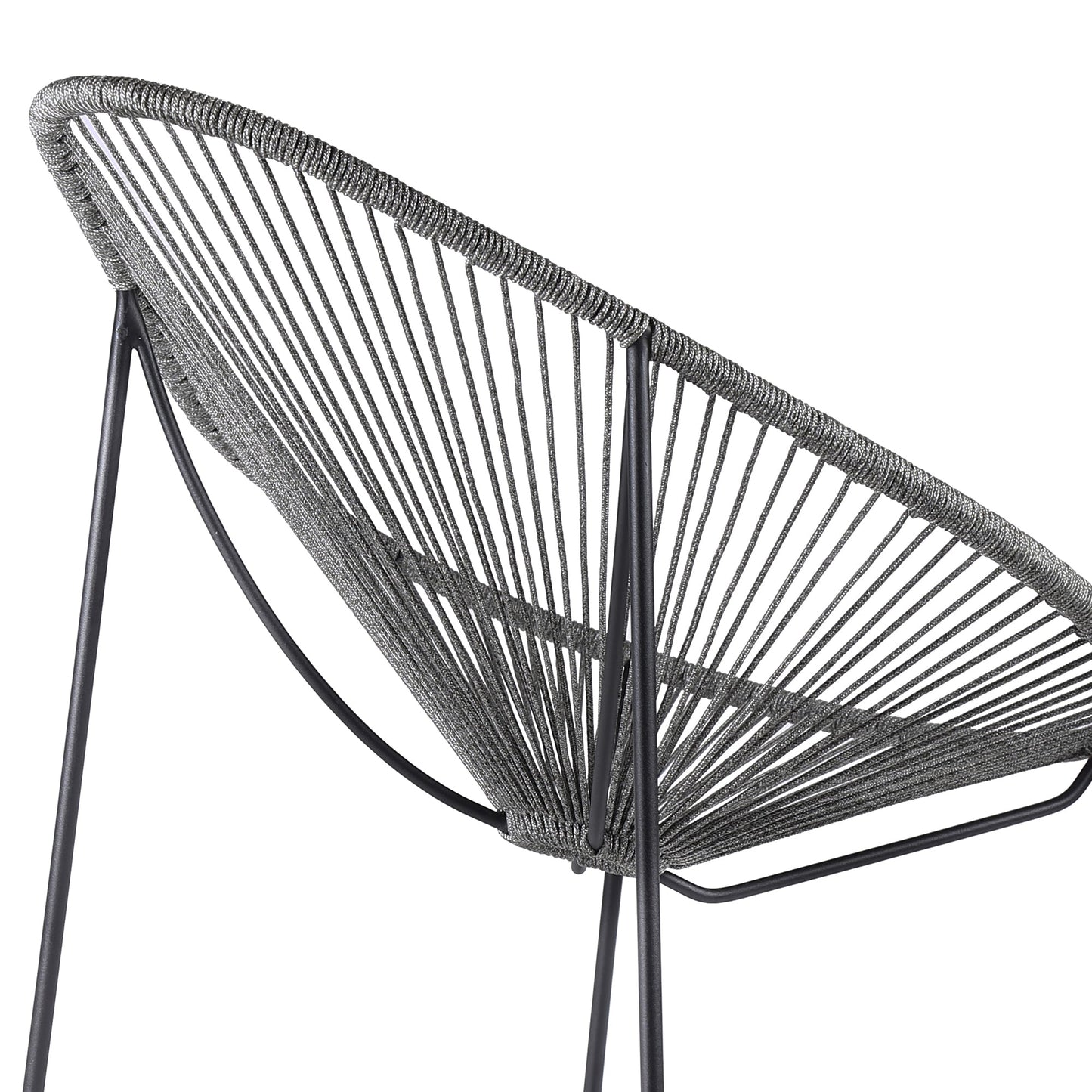 Acapulco Indoor Outdoor Steel Papasan Lounge Chair with Gray Rope