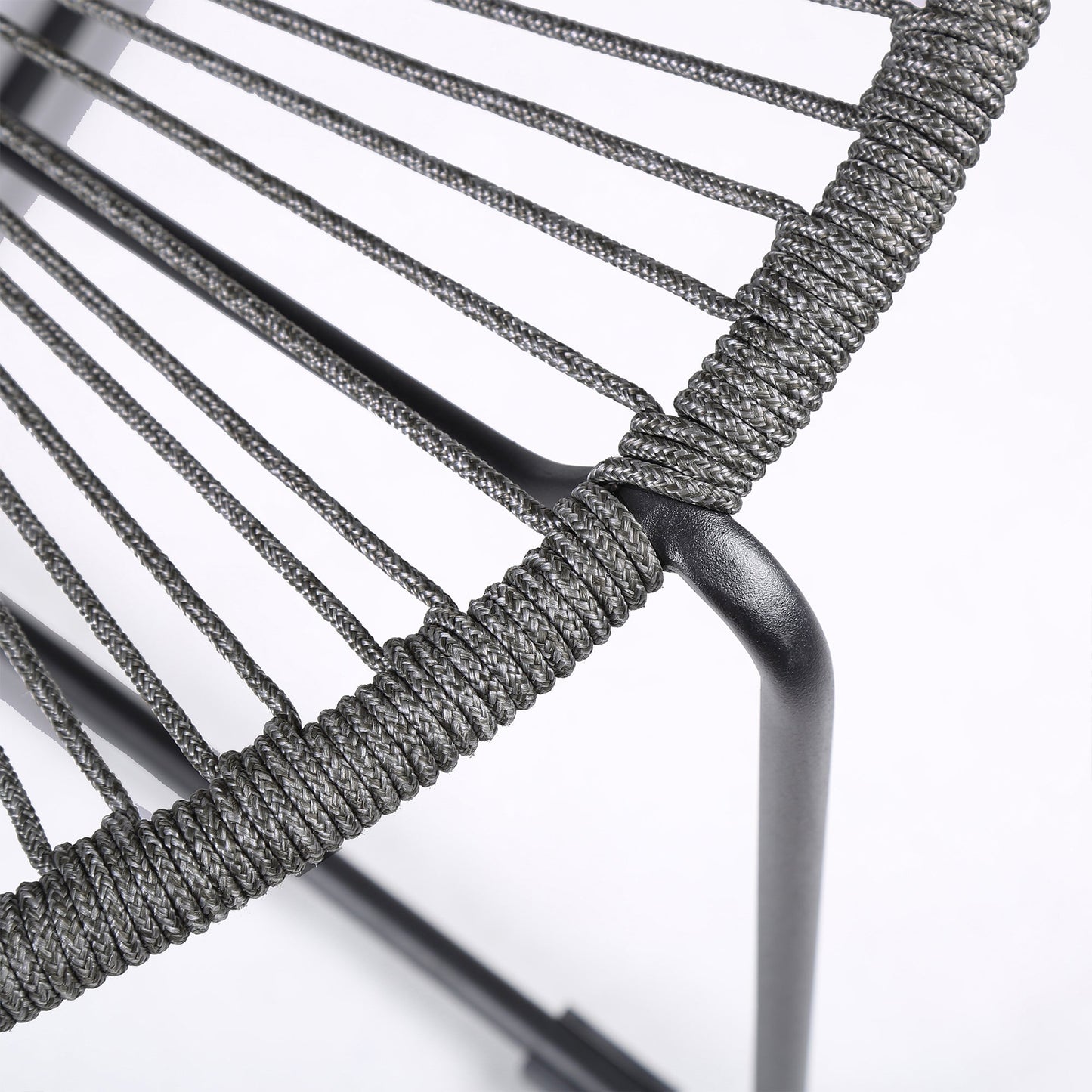 Acapulco Indoor Outdoor Steel Papasan Lounge Chair with Gray Rope