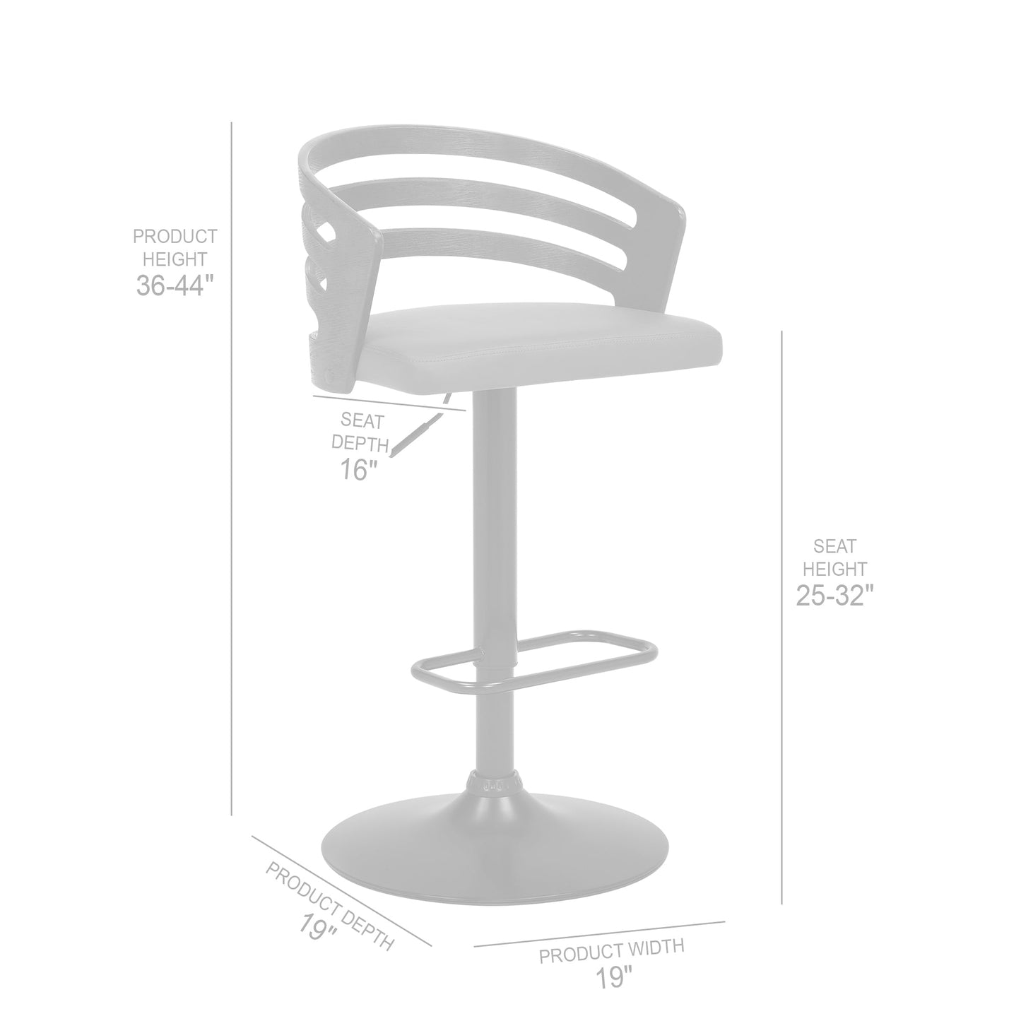 Adele Adjustable Height Swivel Faux Leather and Wood Bar Stool with Chrome Base