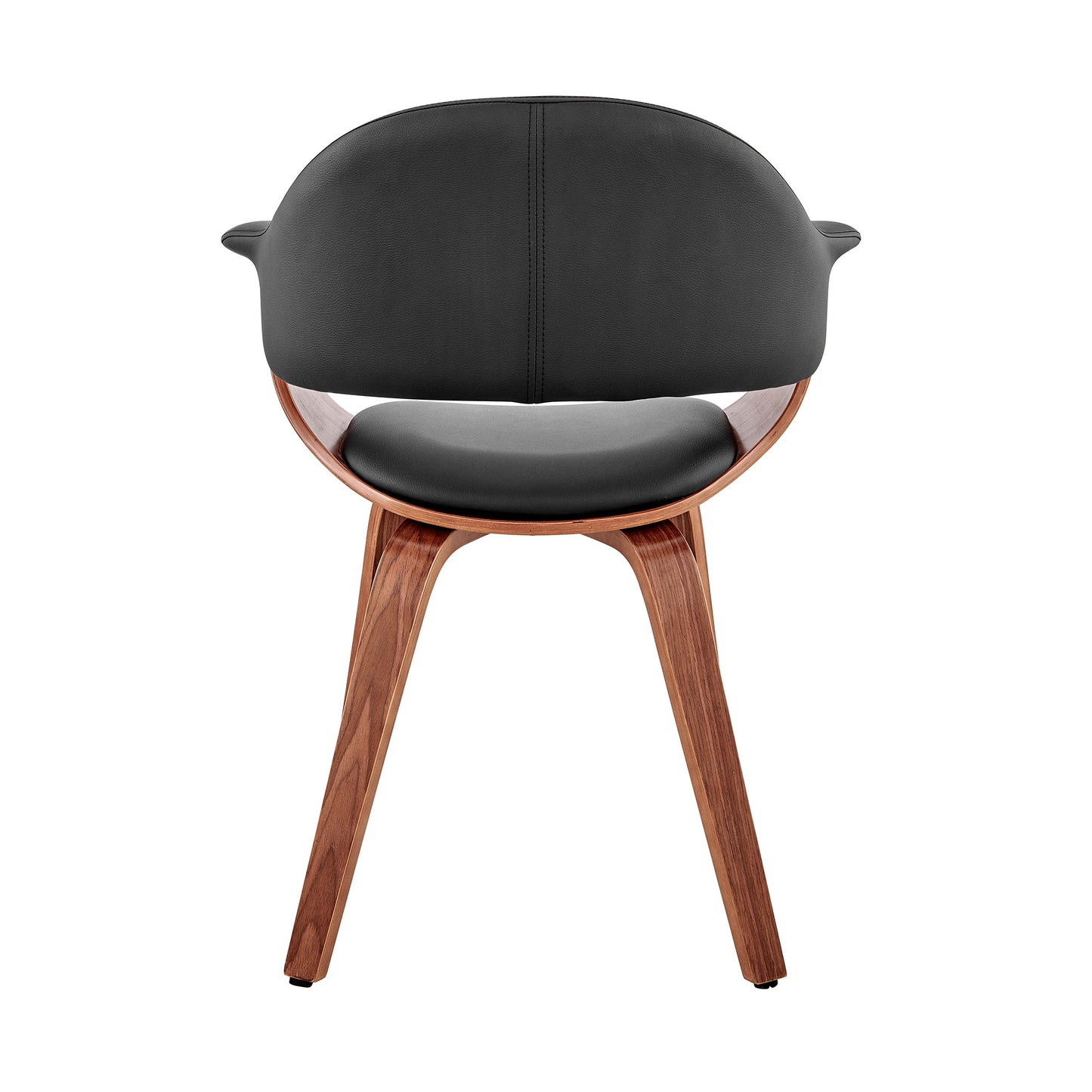 Adalyn Black Faux Leather and Walnut Wood Dining Room Accent Chair