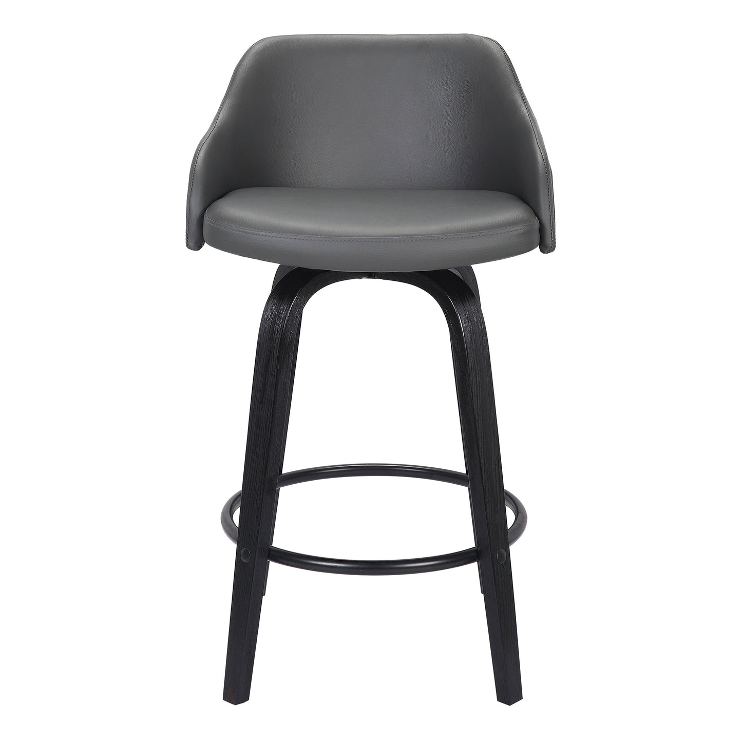 Alec Swivel Faux Leather and Wood Bar Stool in Counter and Bar Height