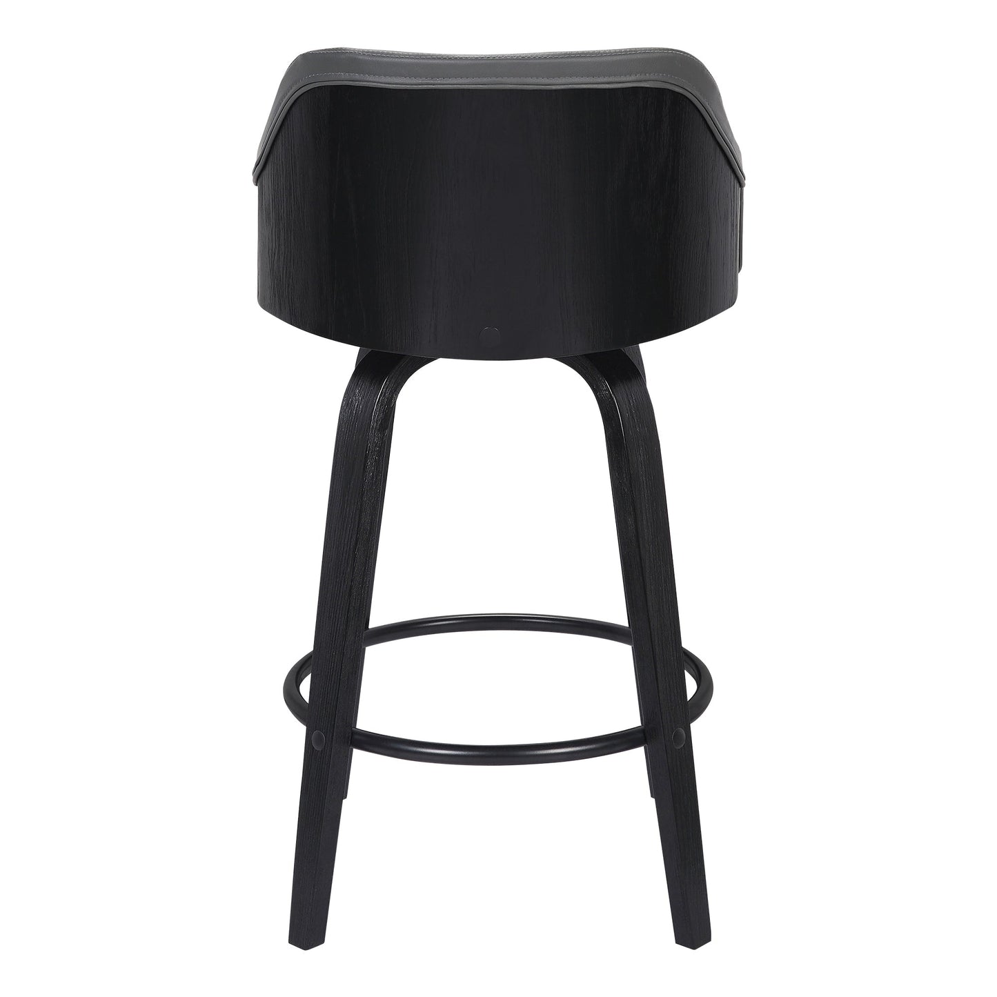 Alec Swivel Faux Leather and Wood Bar Stool in Counter and Bar Height