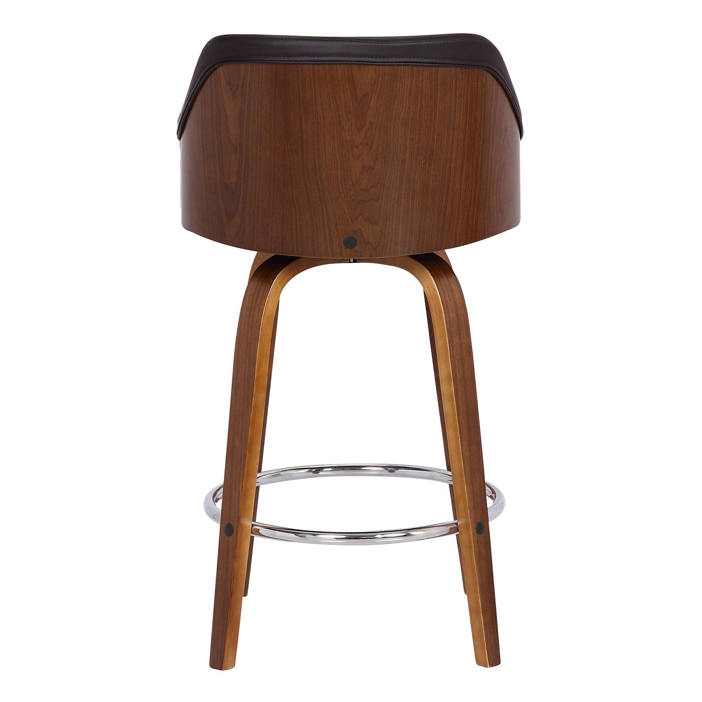 Alec Swivel Faux Leather and Wood Bar Stool in Counter and Bar Height