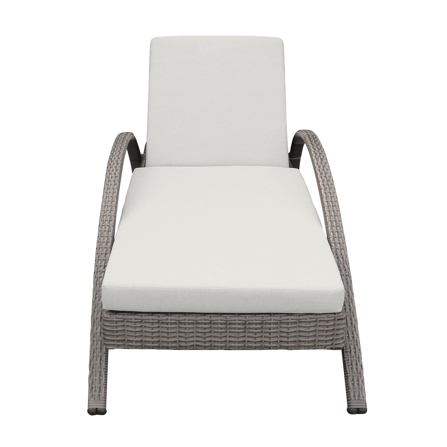 Aloha Adjustable Patio Outdoor Chaise Lounge Chair in Gray Wicker and Cushions