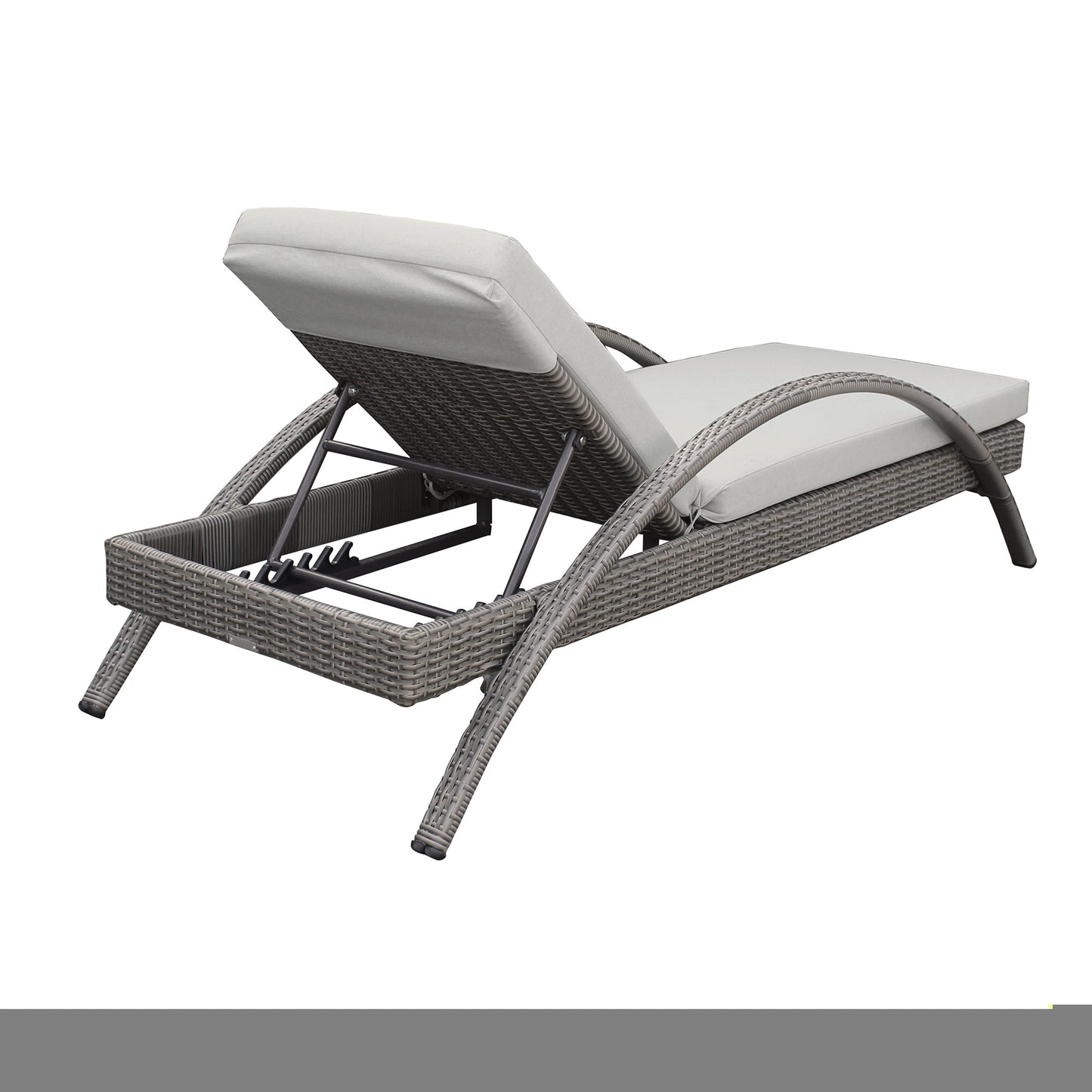 Aloha Adjustable Patio Outdoor Chaise Lounge Chair in Gray Wicker and Cushions