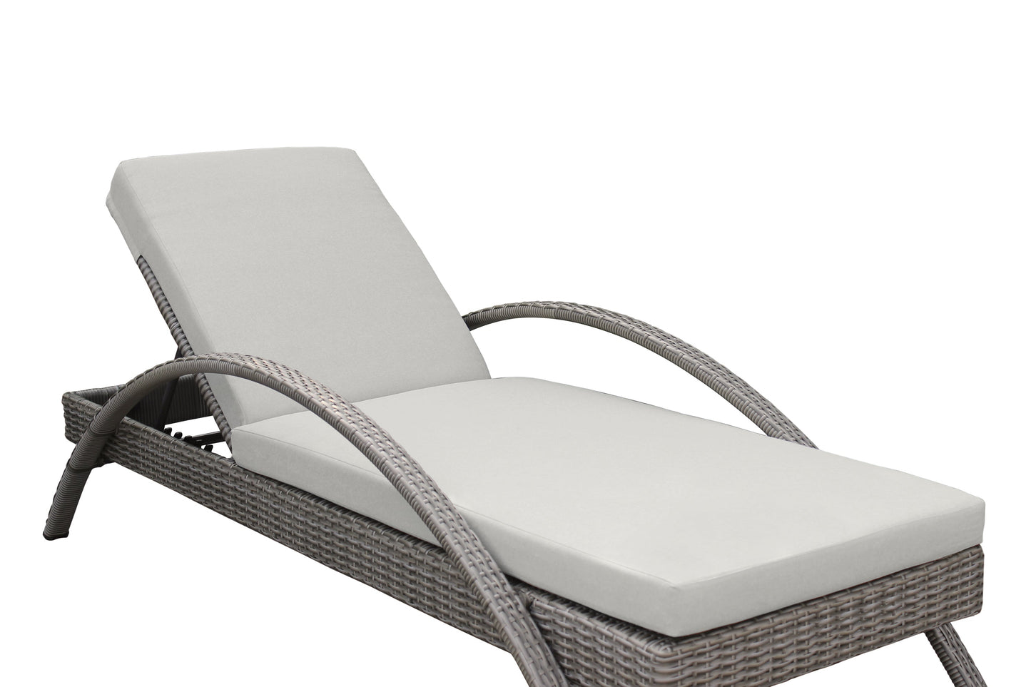 Aloha Adjustable Patio Outdoor Chaise Lounge Chair in Gray Wicker and Cushions