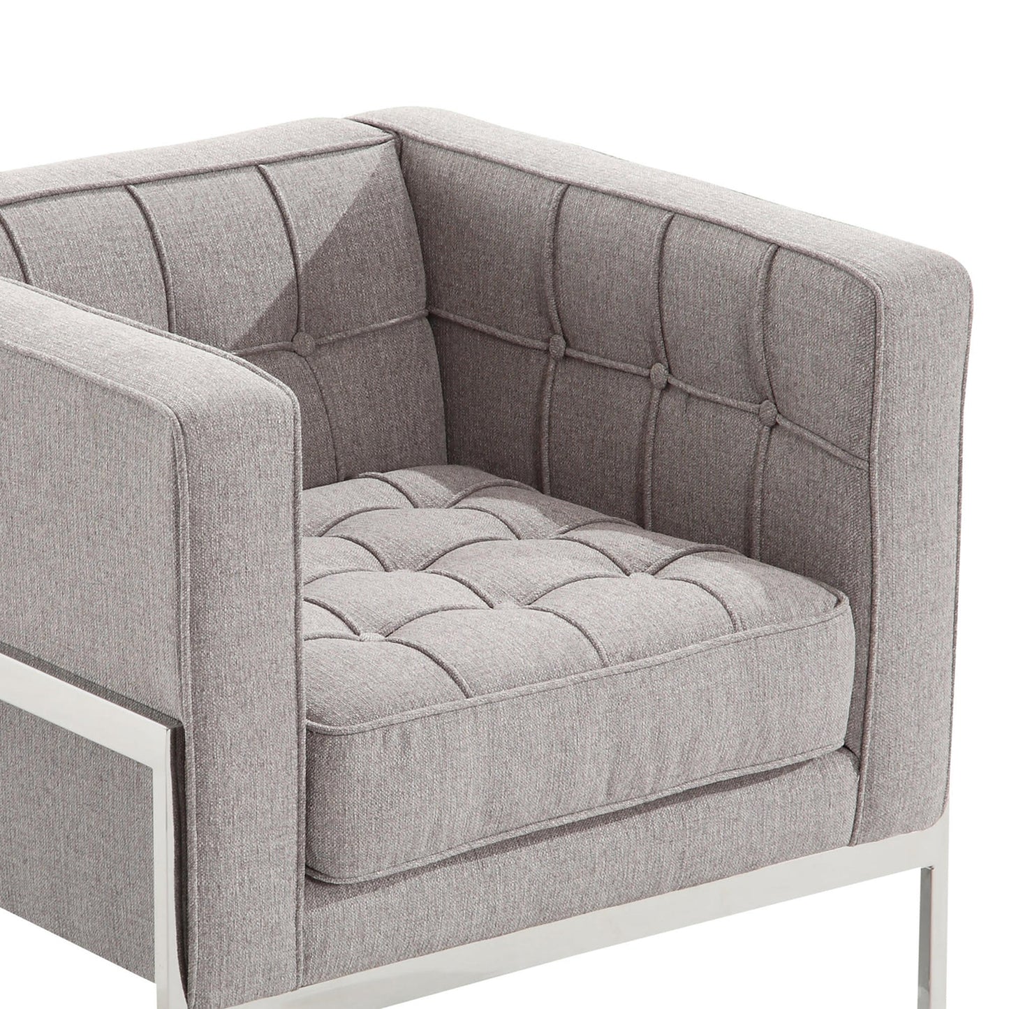 Andre Contemporary Chair In Gray Tweed and Stainless Steel